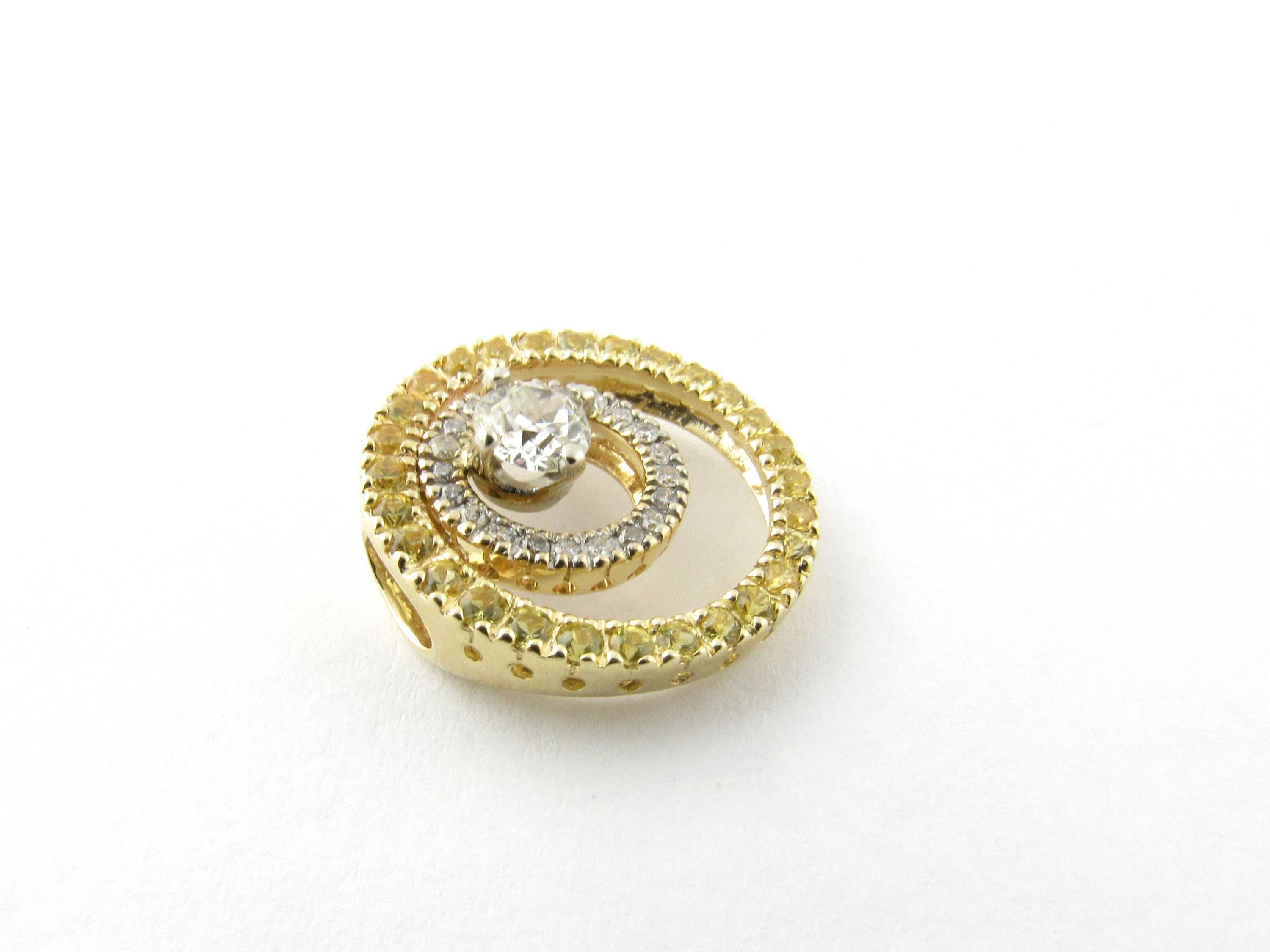14 Karat Yellow and White Gold Diamond Slide Pendant In Excellent Condition In Washington Depot, CT