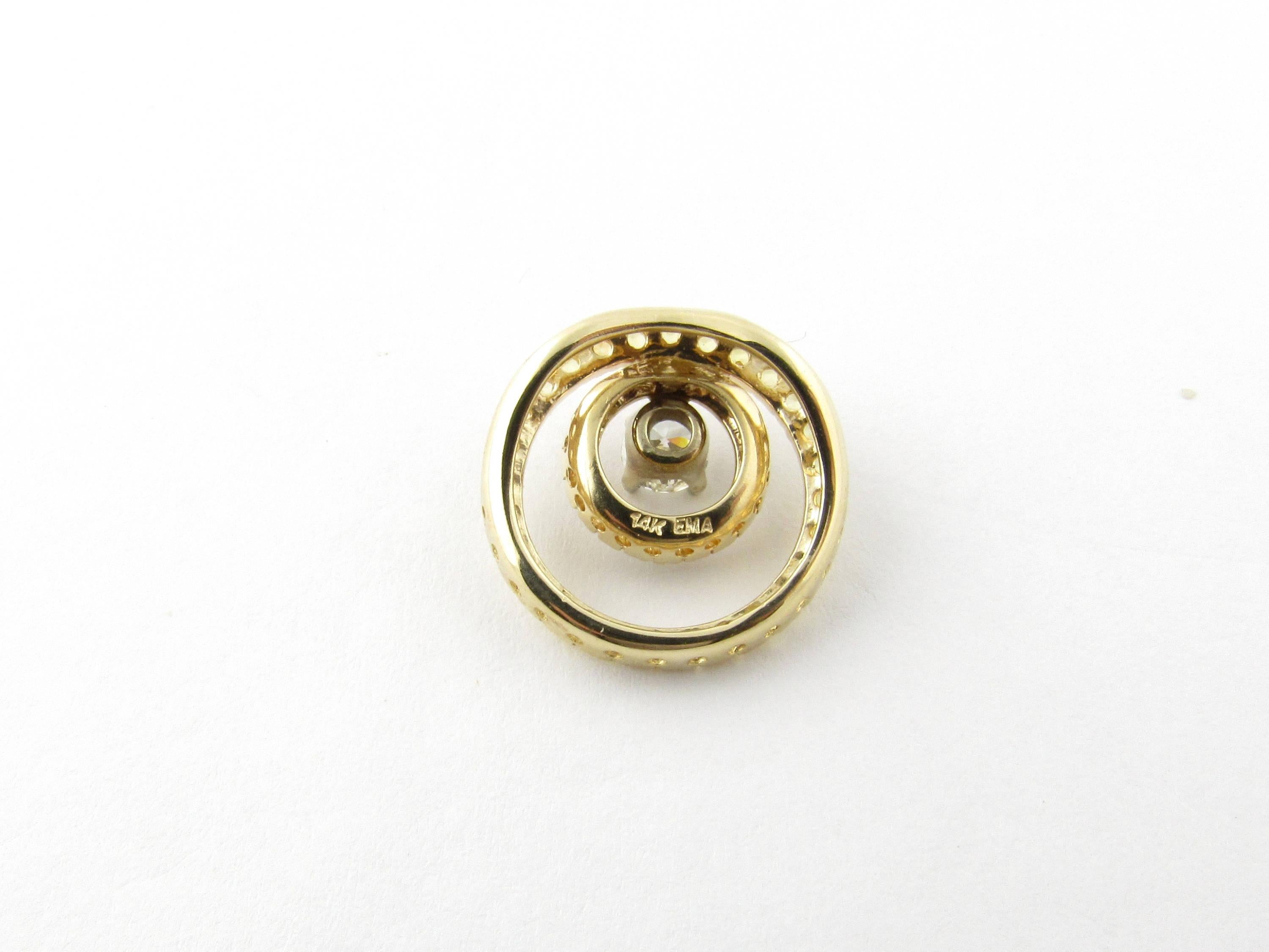 14 Karat Yellow and White Gold Diamond Slide Pendant 1