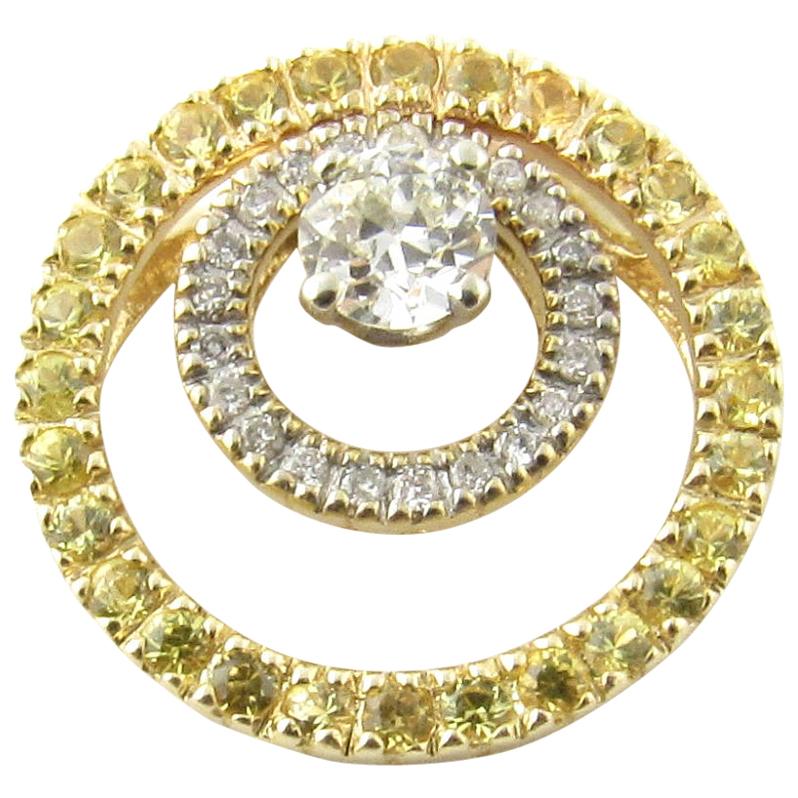 14 Karat Yellow and White Gold Diamond Slide Pendant