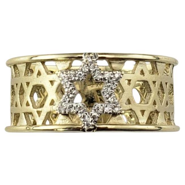 14 Karat Yellow and White Gold Diamond Star of David Band Ring Size 6 #21538