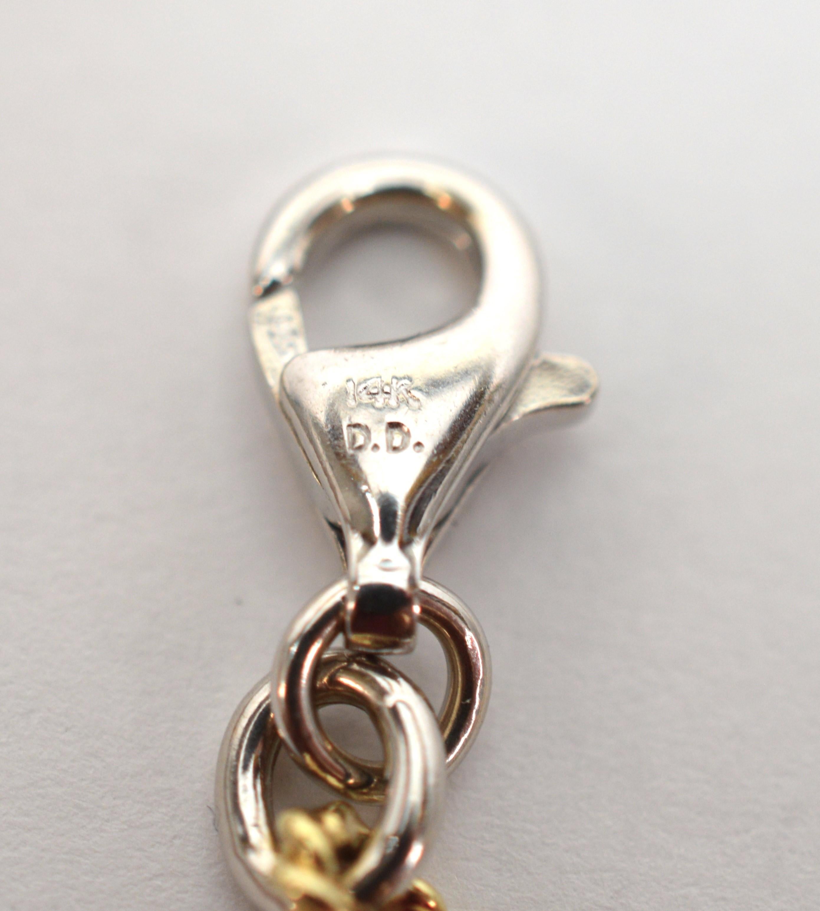Women's 14 Karat Yellow and White Gold Diamond Station Bracelet
