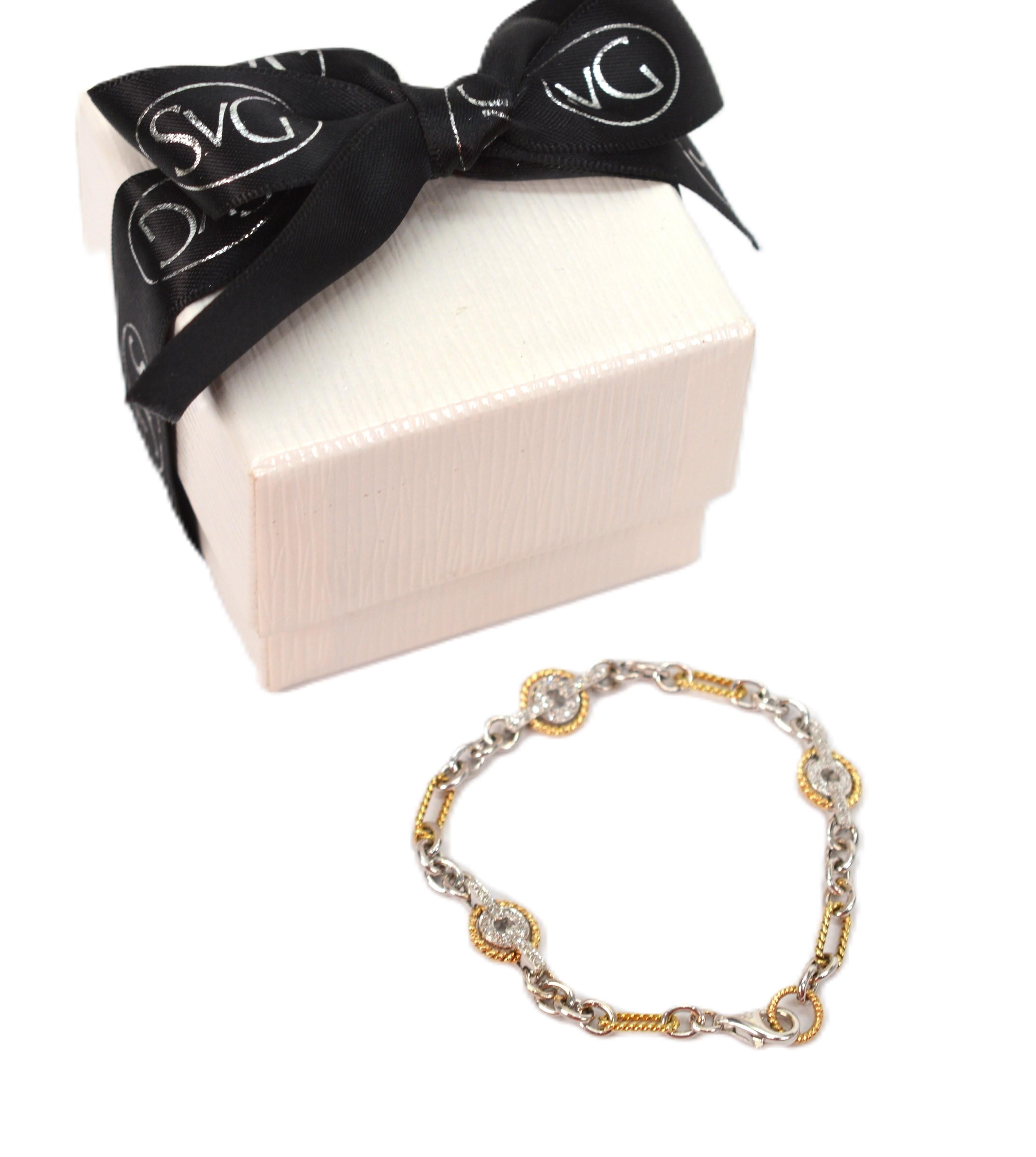 14 Karat Yellow and White Gold Diamond Station Bracelet 1