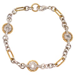 14 Karat Yellow and White Gold Diamond Station Bracelet