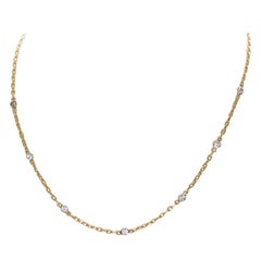 14 Karat Yellow and White Gold Diamonds by the Yard Chain Necklace