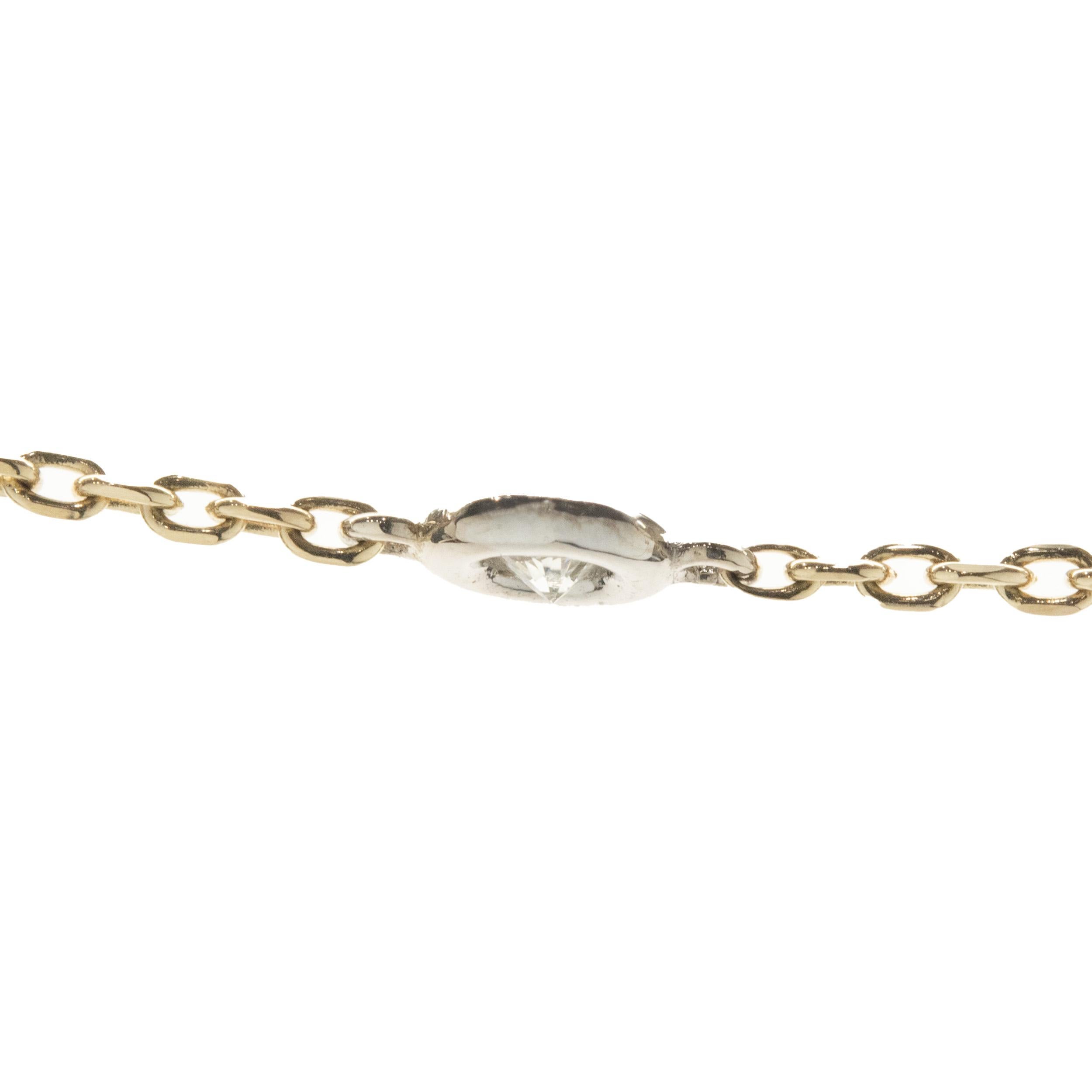 Round Cut 14 Karat Yellow and White Gold Diamonds by the Yard Necklace For Sale