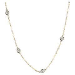 14 Karat Yellow and White Gold Diamonds by the Yard Necklace