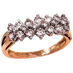 14 Karat Gelb- und Weißgold Zweistufiger Diamant-Ehering / Ring