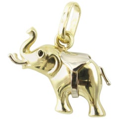 14 Karat Yellow and White Gold Elephant Charm