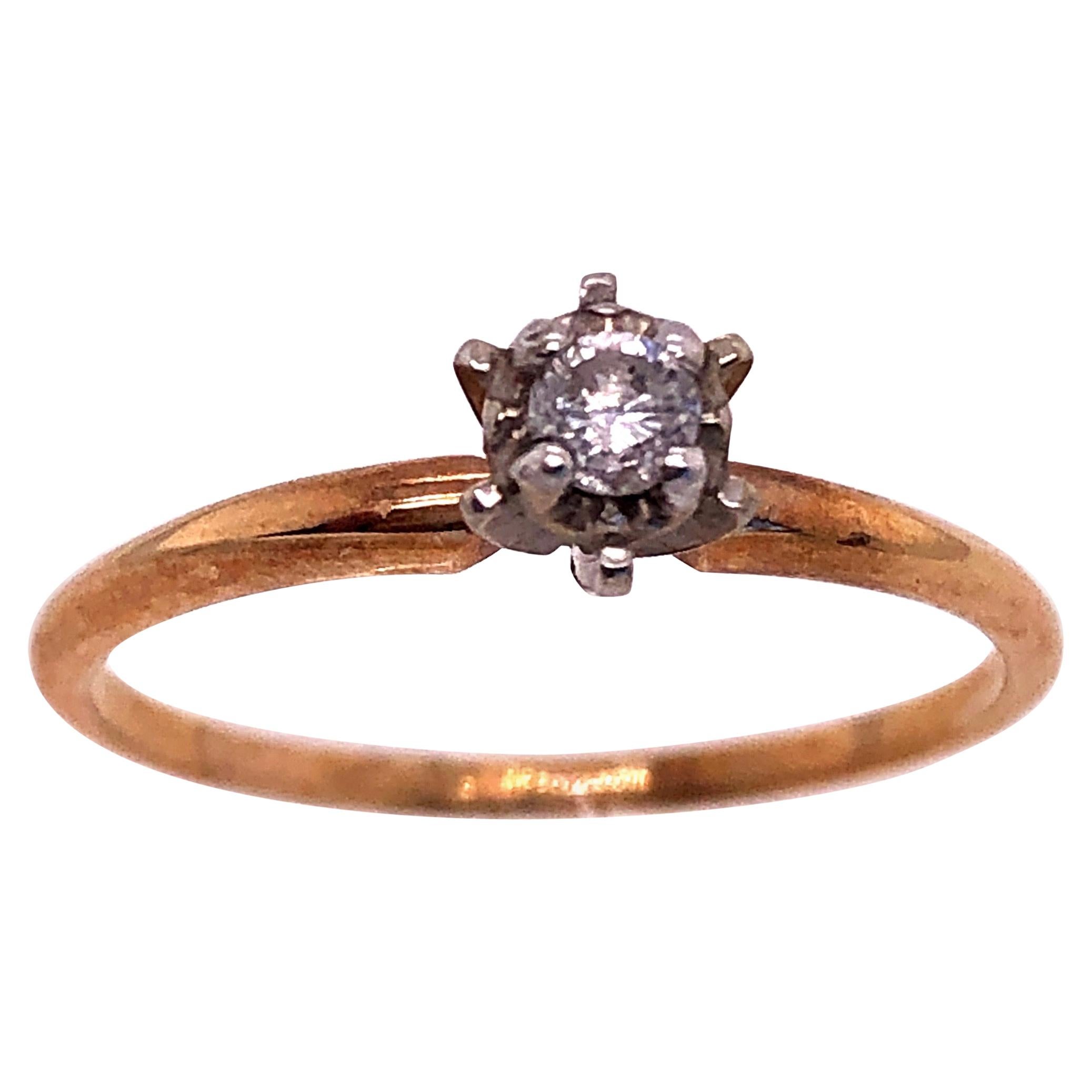 14 Karat Yellow and White Gold Engagement Ring For Sale