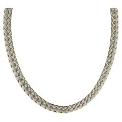 14 Karat Yellow and White Gold Fancy Link Collar Necklace