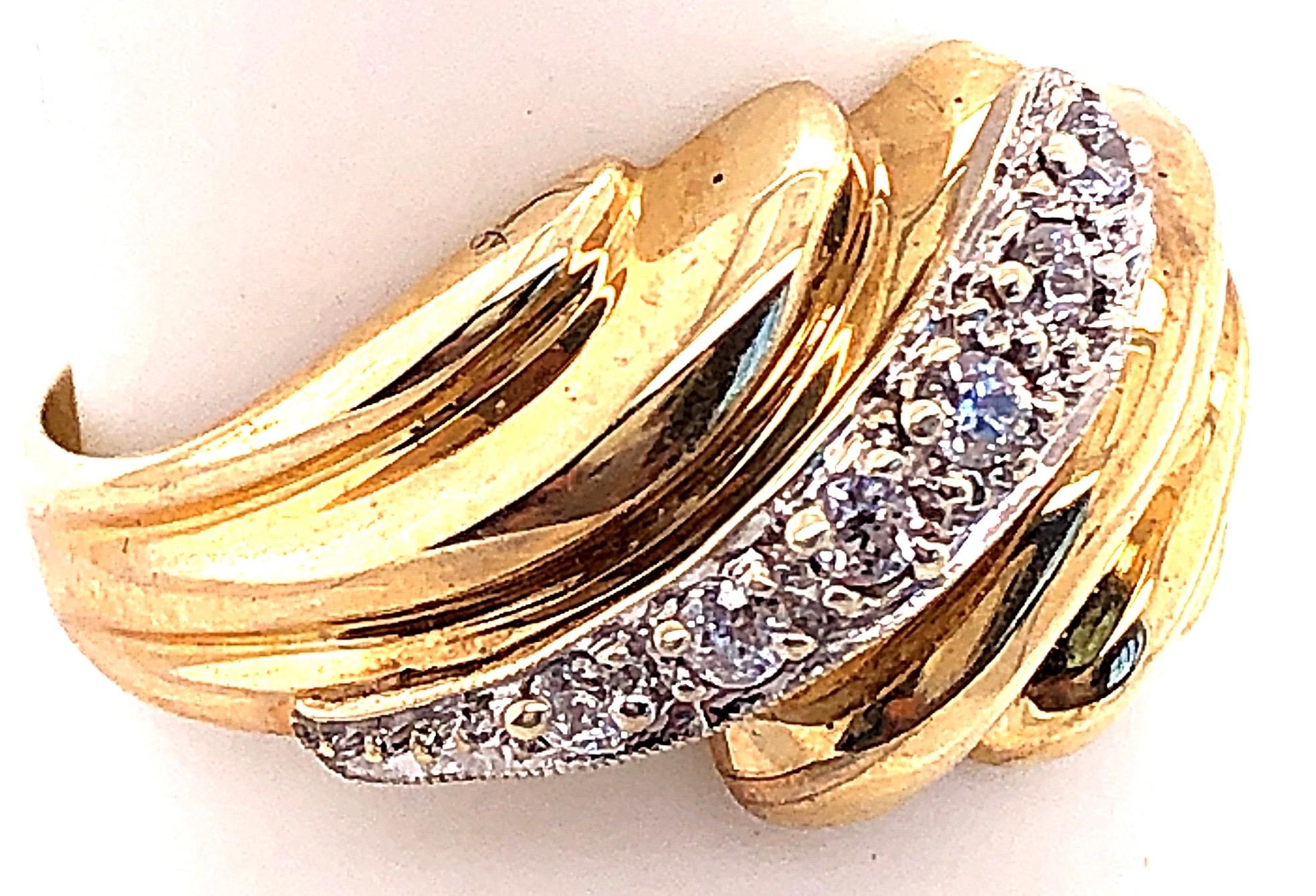 Modern 14 Karat Yellow and White Gold Fashion Ring with Round Diamonds For Sale