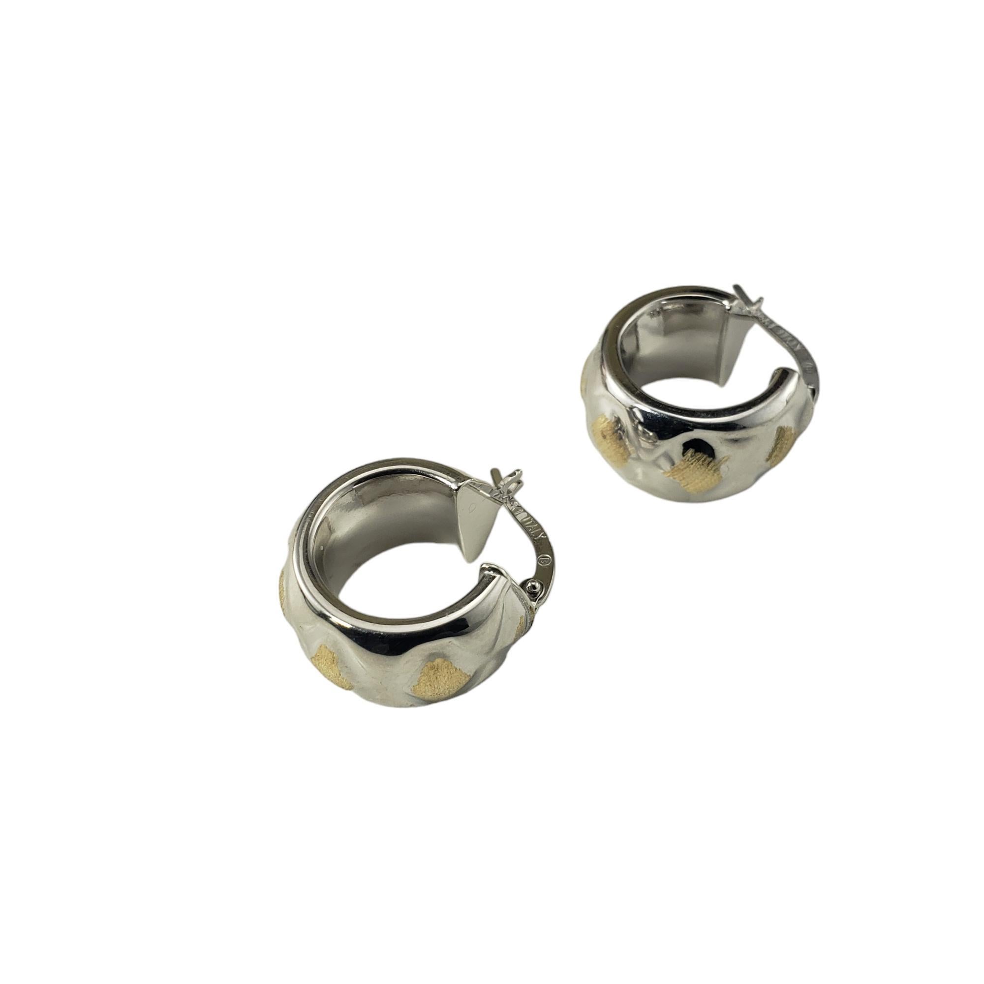14 Karat Yellow and White Gold Hoop Huggie Earrings #17040 In Good Condition In Washington Depot, CT