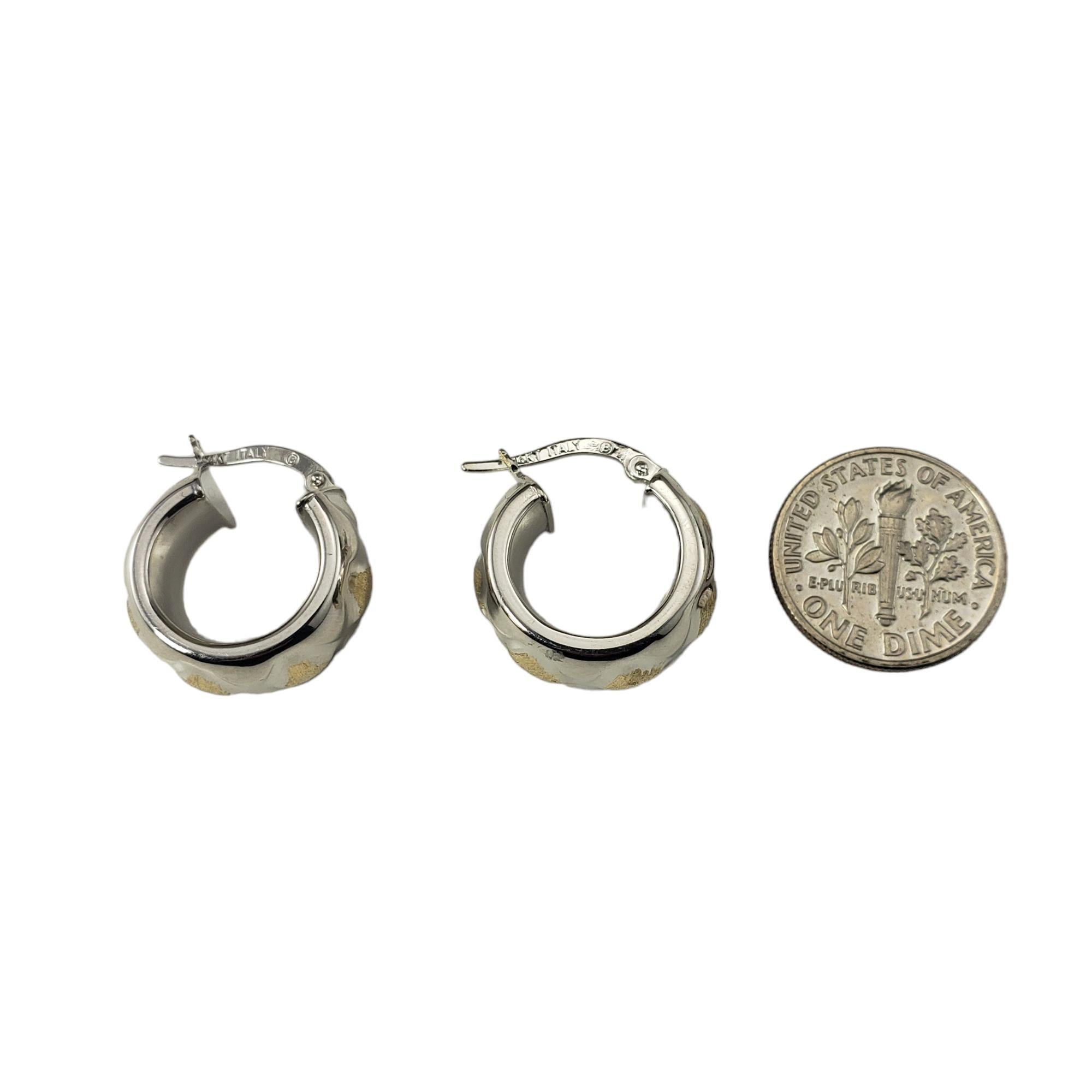 Women's 14 Karat Yellow and White Gold Hoop Huggie Earrings #17040