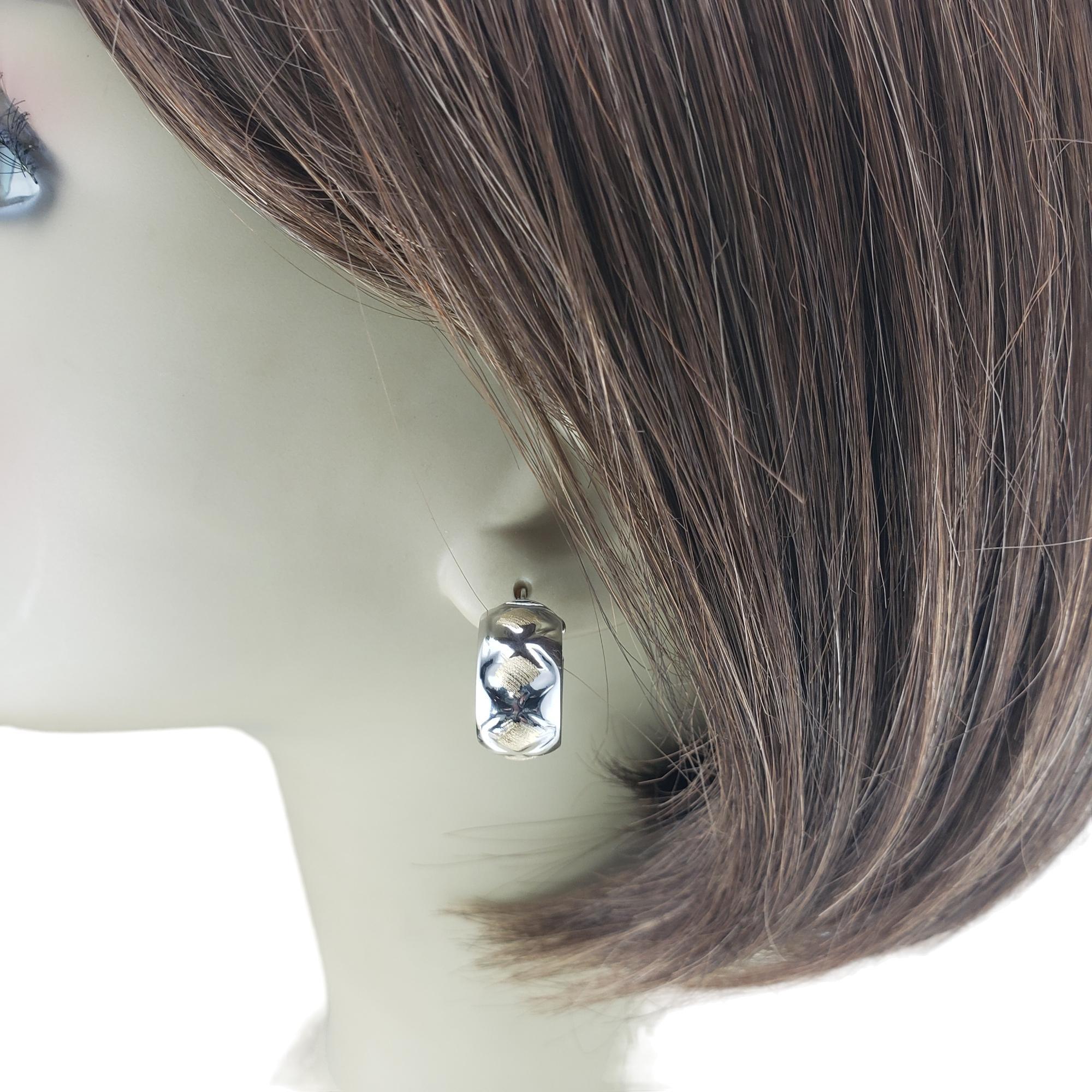 14 Karat Yellow and White Gold Hoop Huggie Earrings #17040 3