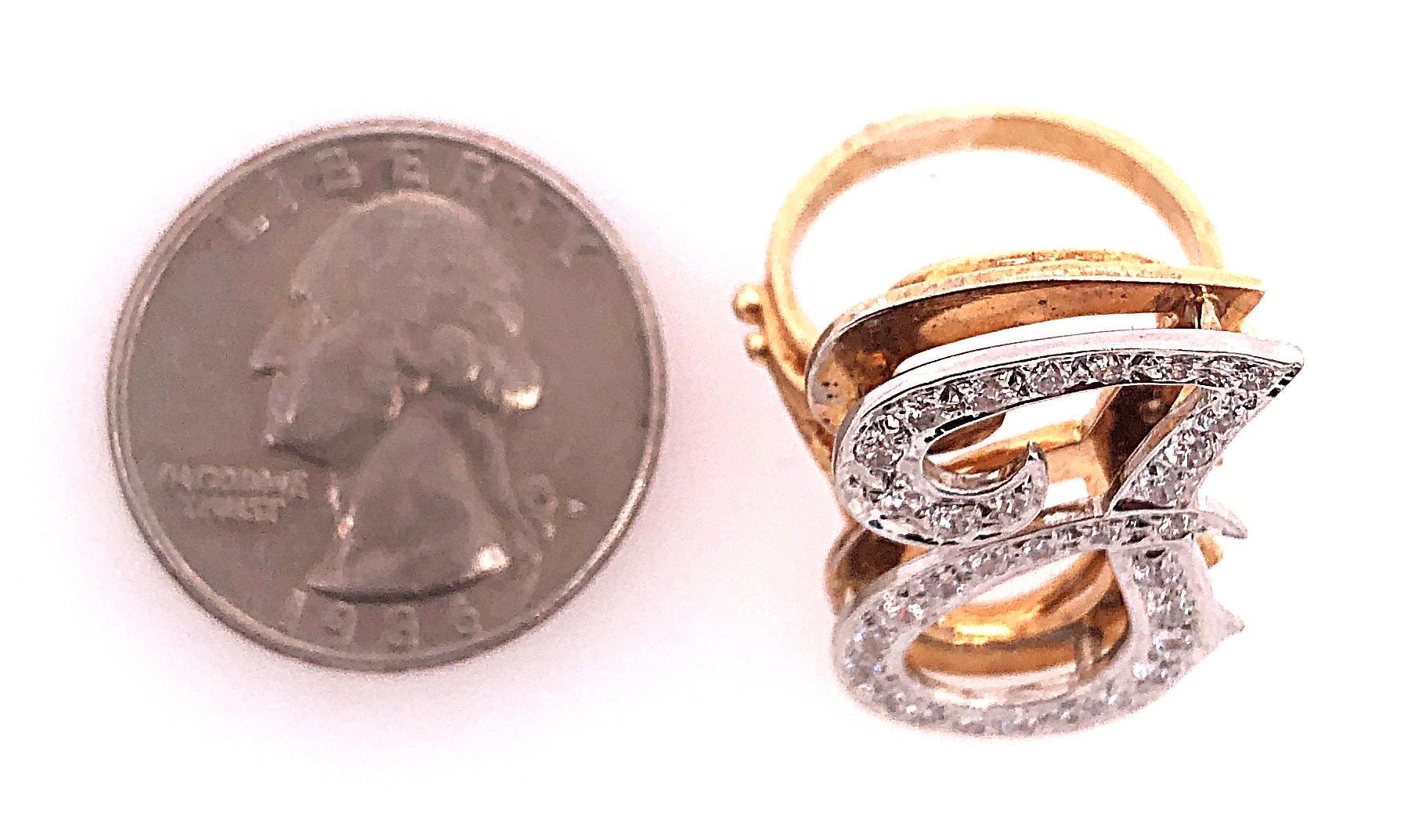 14 Karat Yellow and White Gold Initial Style 'J' Diamond Studded Ring For Sale 1