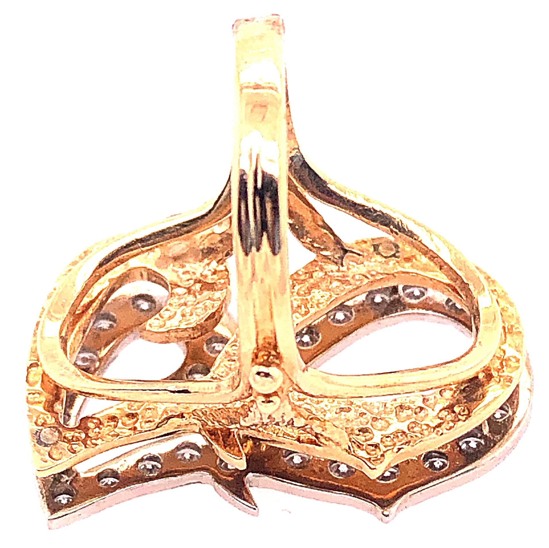 14 Karat Yellow and White Gold Initial Style 'J' Diamond Studded Ring For Sale 2