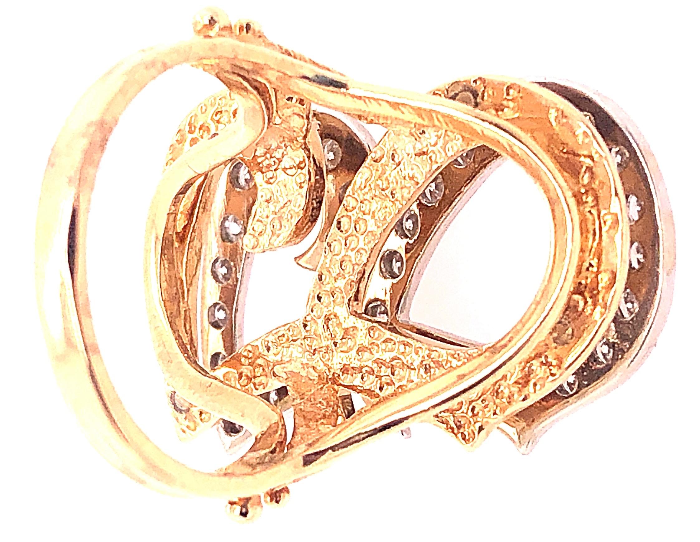 14 Karat Yellow and White Gold Initial Style 'J' Diamond Studded Ring For Sale 3