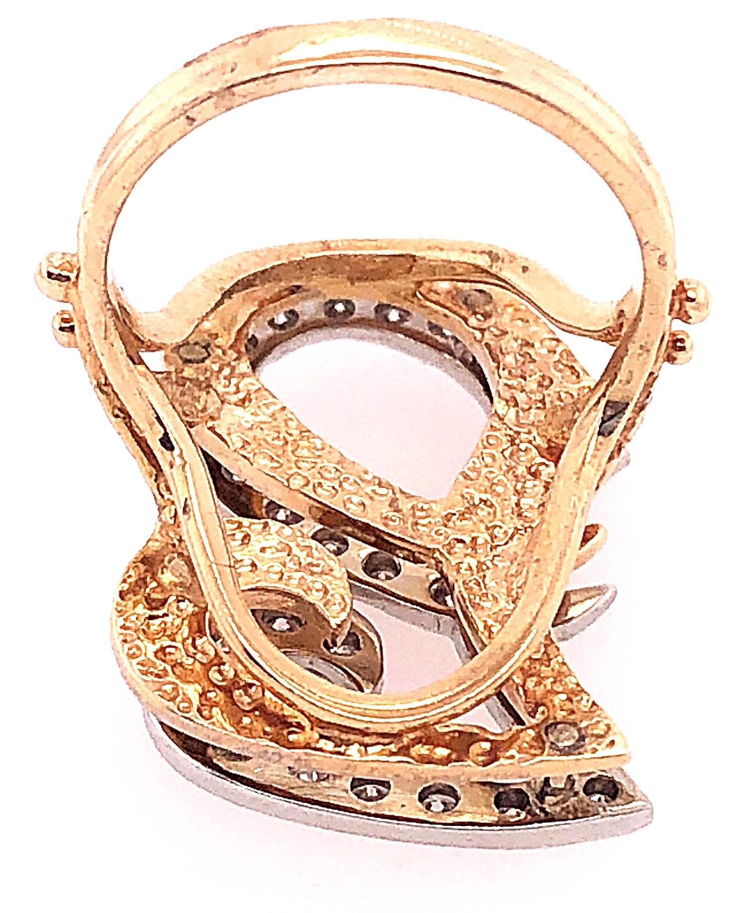 Women's or Men's 14 Karat Yellow and White Gold Initial Style 'J' Diamond Studded Ring For Sale