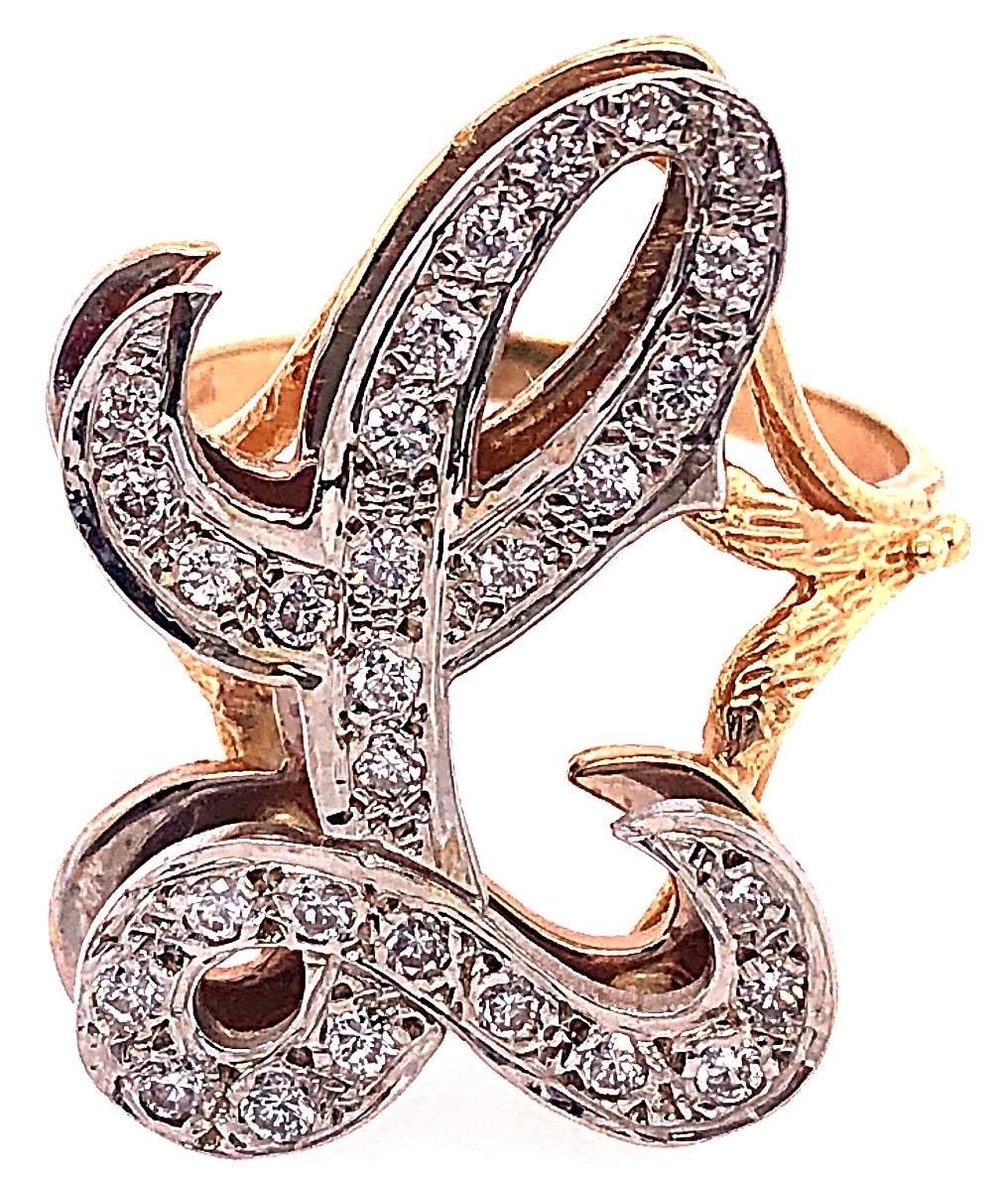 gold initial ring with diamonds
