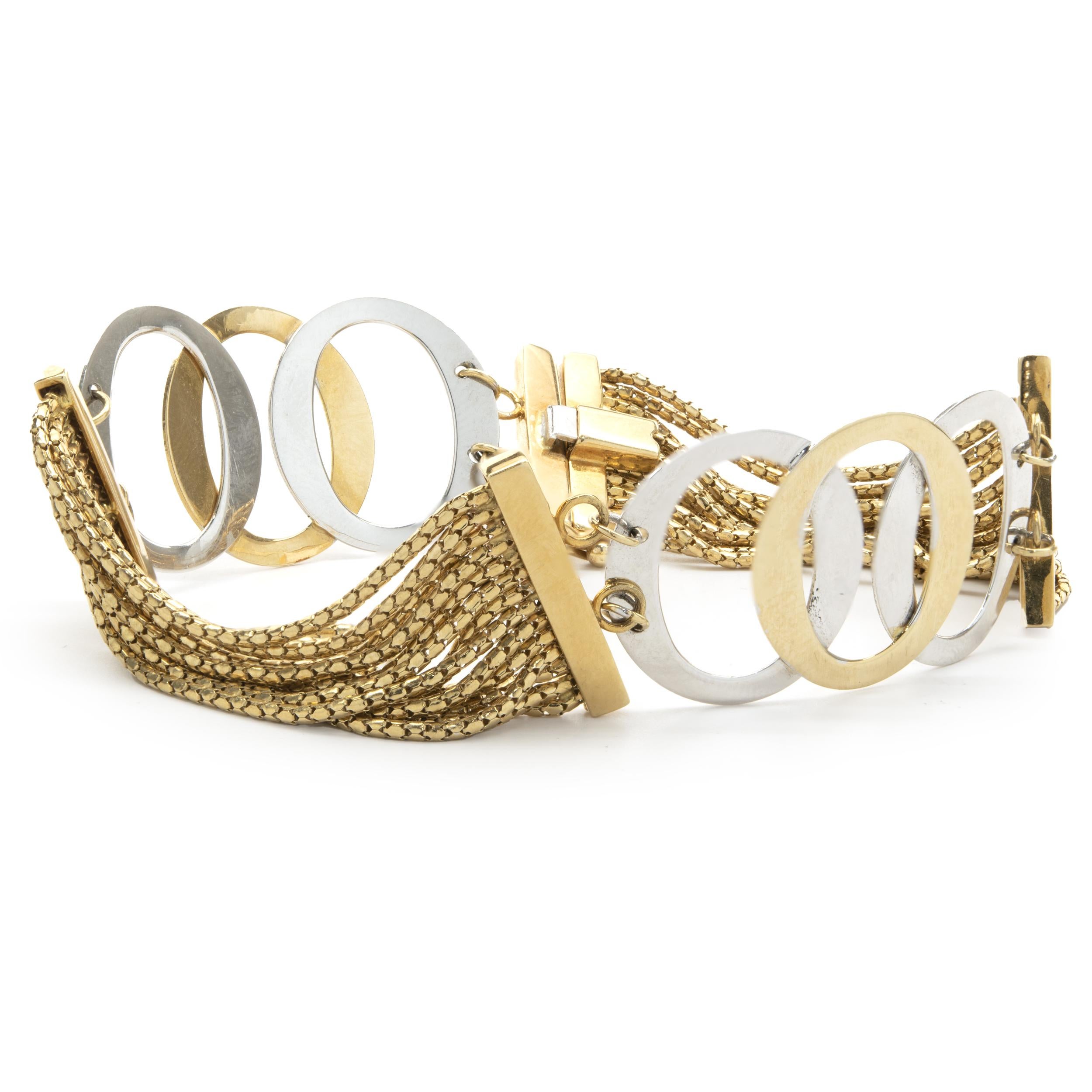 Material: 14K yellow & white gold
Dimensions: bracelet measures 7.25-inches
Weight: 17.01 grams
