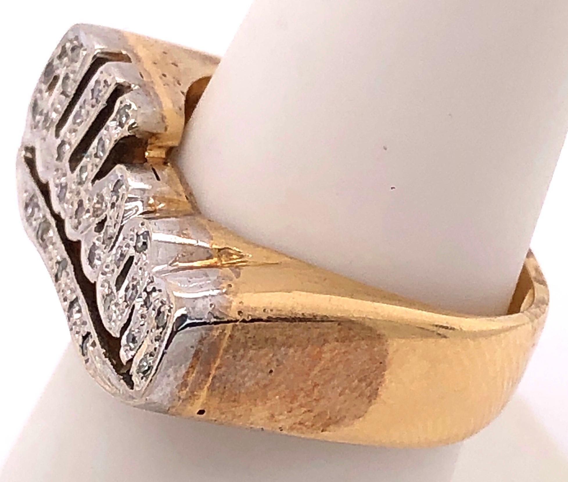 Contemporary 14 Karat Yellow and White Gold Name Alison Signet Ring with Diamonds For Sale