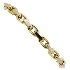 14 Karat Yellow and White Gold Oval Cable Link Bracelet