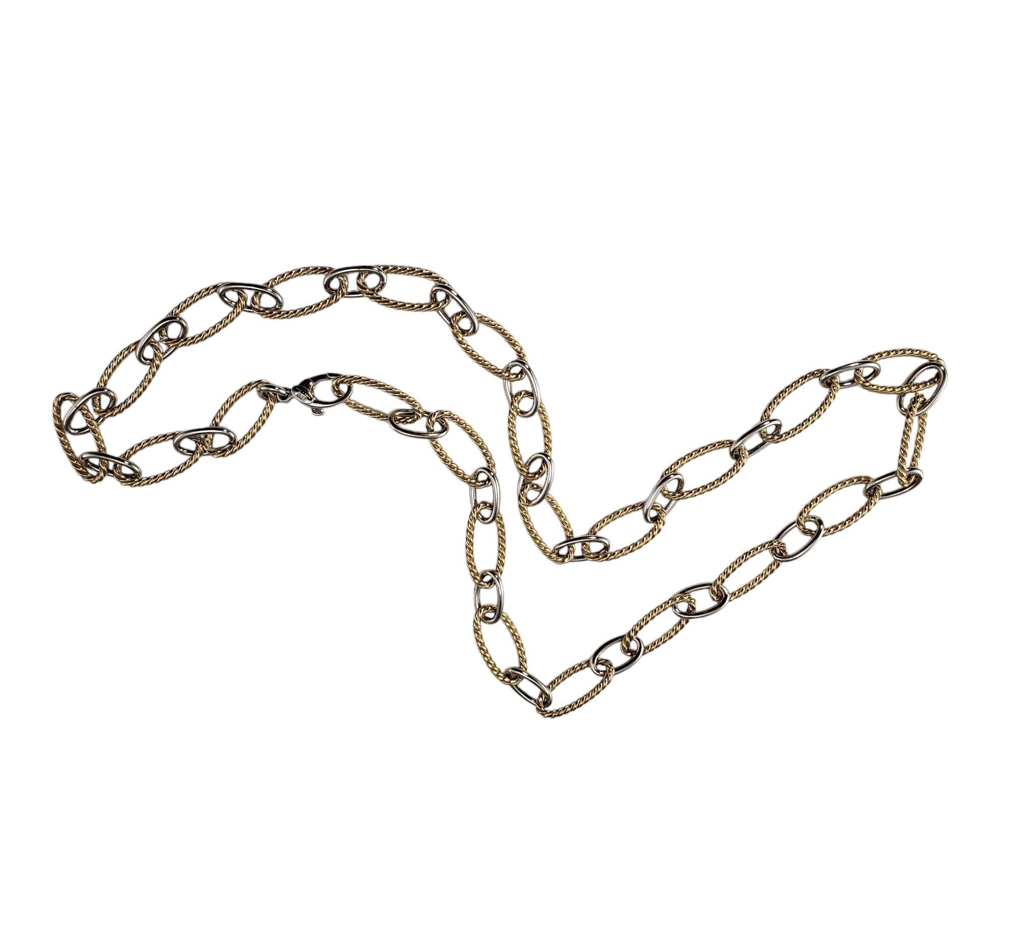 Contemporain Collier à maillons câbles ovales en or jaune et blanc 14 carats n° 21607 en vente