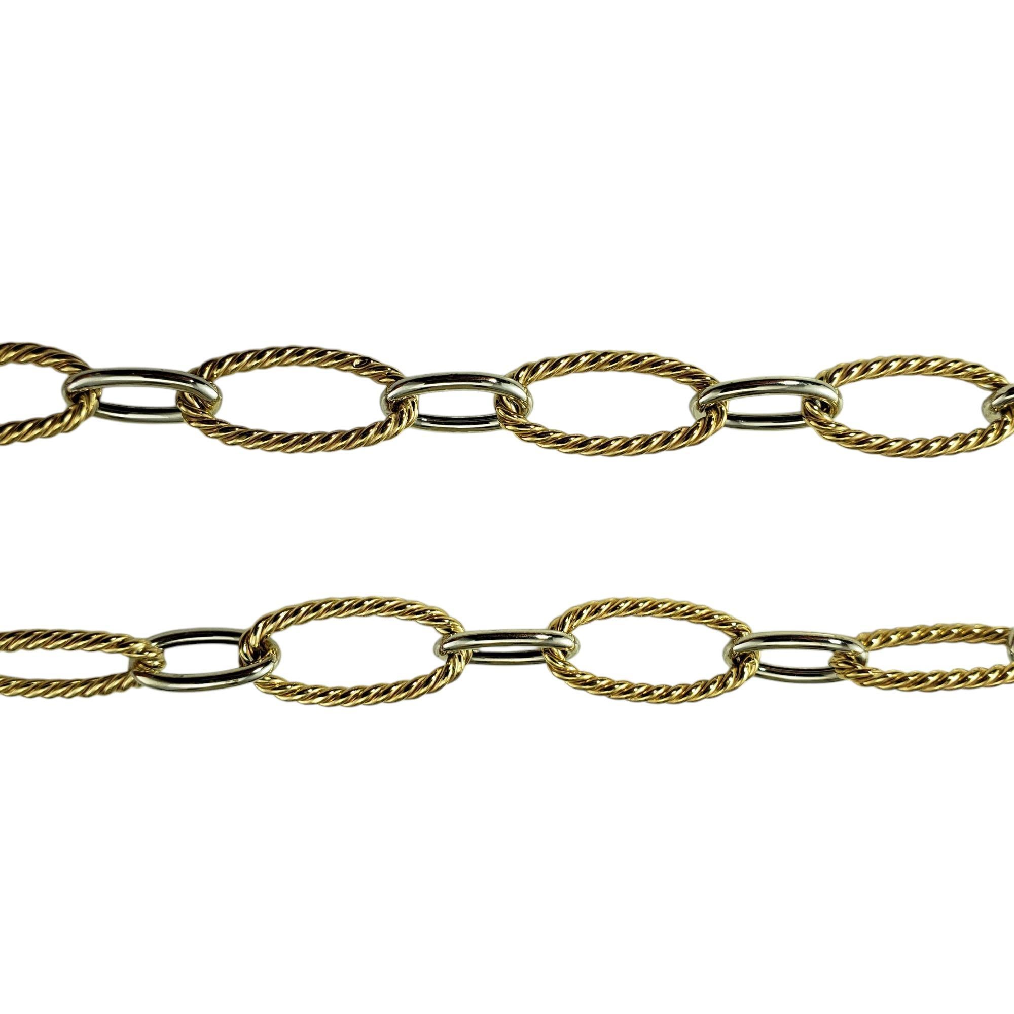 Collier à maillons câbles ovales en or jaune et blanc 14 carats n° 21607 Bon état - En vente à Washington Depot, CT