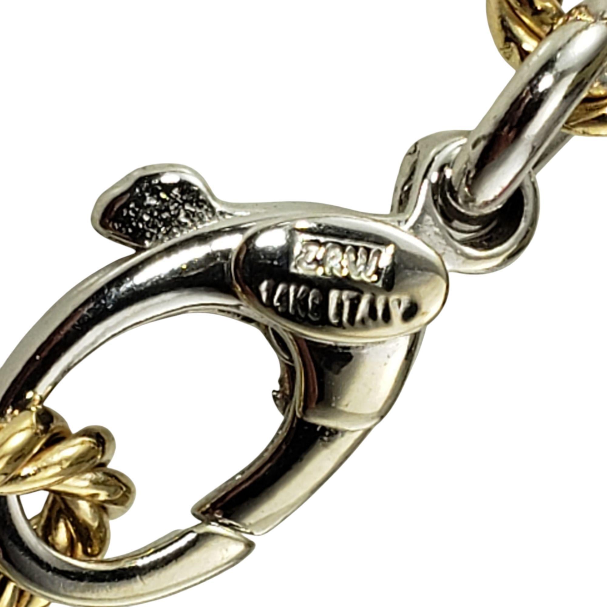 Collier à maillons câbles ovales en or jaune et blanc 14 carats n° 21607 Pour femmes en vente