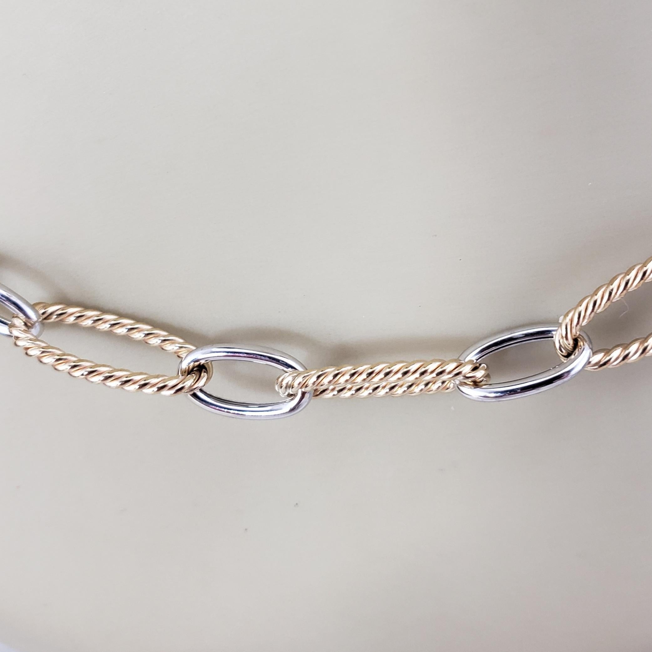 Collier à maillons câbles ovales en or jaune et blanc 14 carats n° 21607 en vente 2