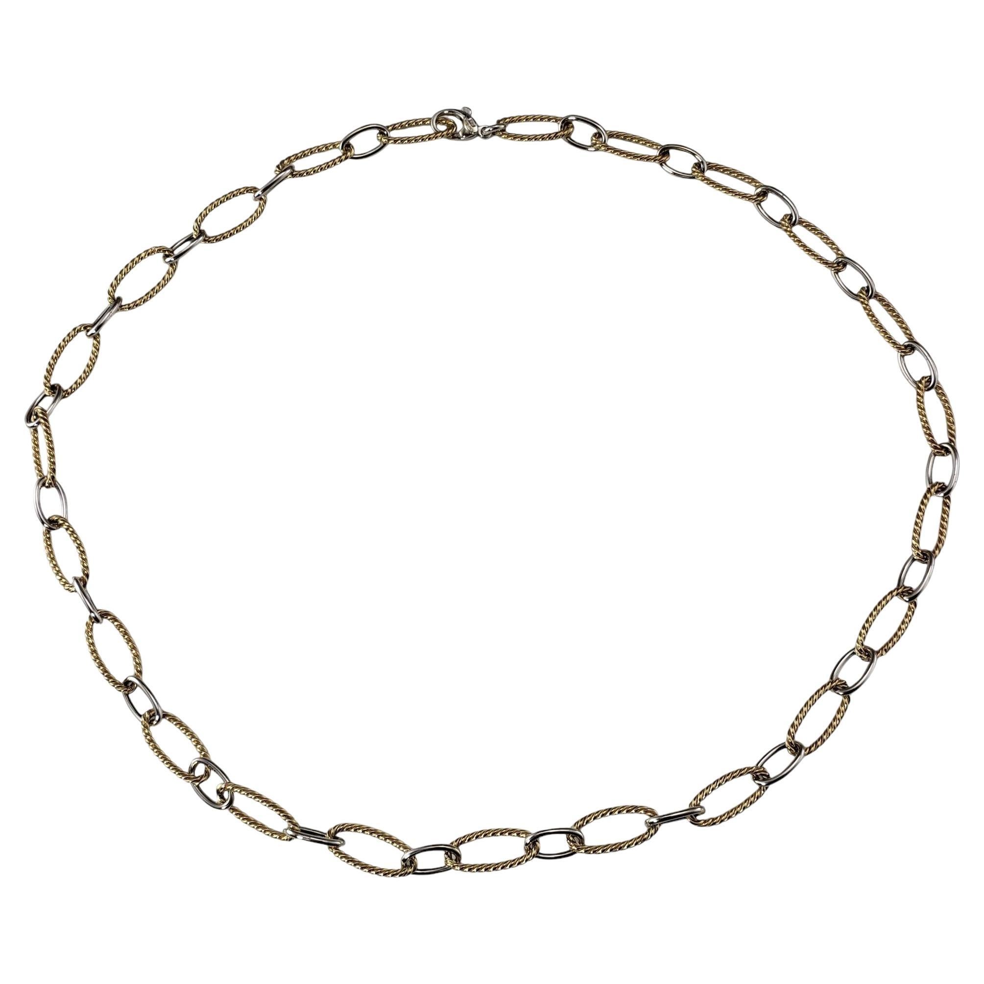 14 Karat Yellow and White Gold Oval Cable Link Necklace #21607
