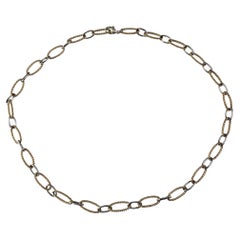 14 Karat Yellow and White Gold Oval Cable Link Necklace #21607