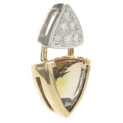14 Karat Yellow and White Gold Pave Diamond and Andalusite Slide Pendant