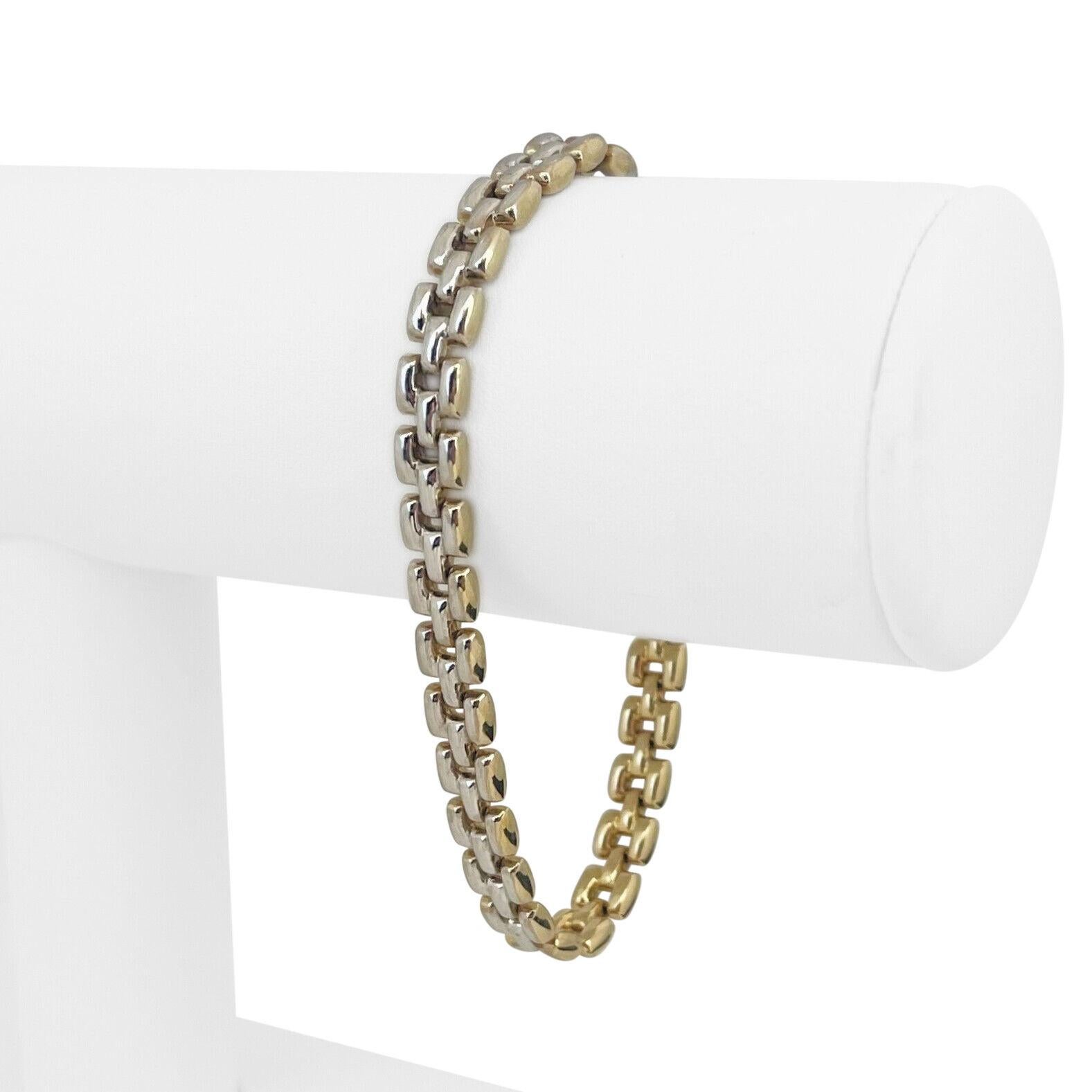14 Karat Gelb- und Weißgold Reversible Panther Link Bracelet für Damen oder Herren