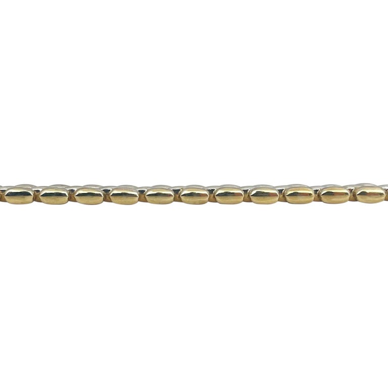 Wide Panther Link Reversible Bracelet 14K White and Yellow Gold
