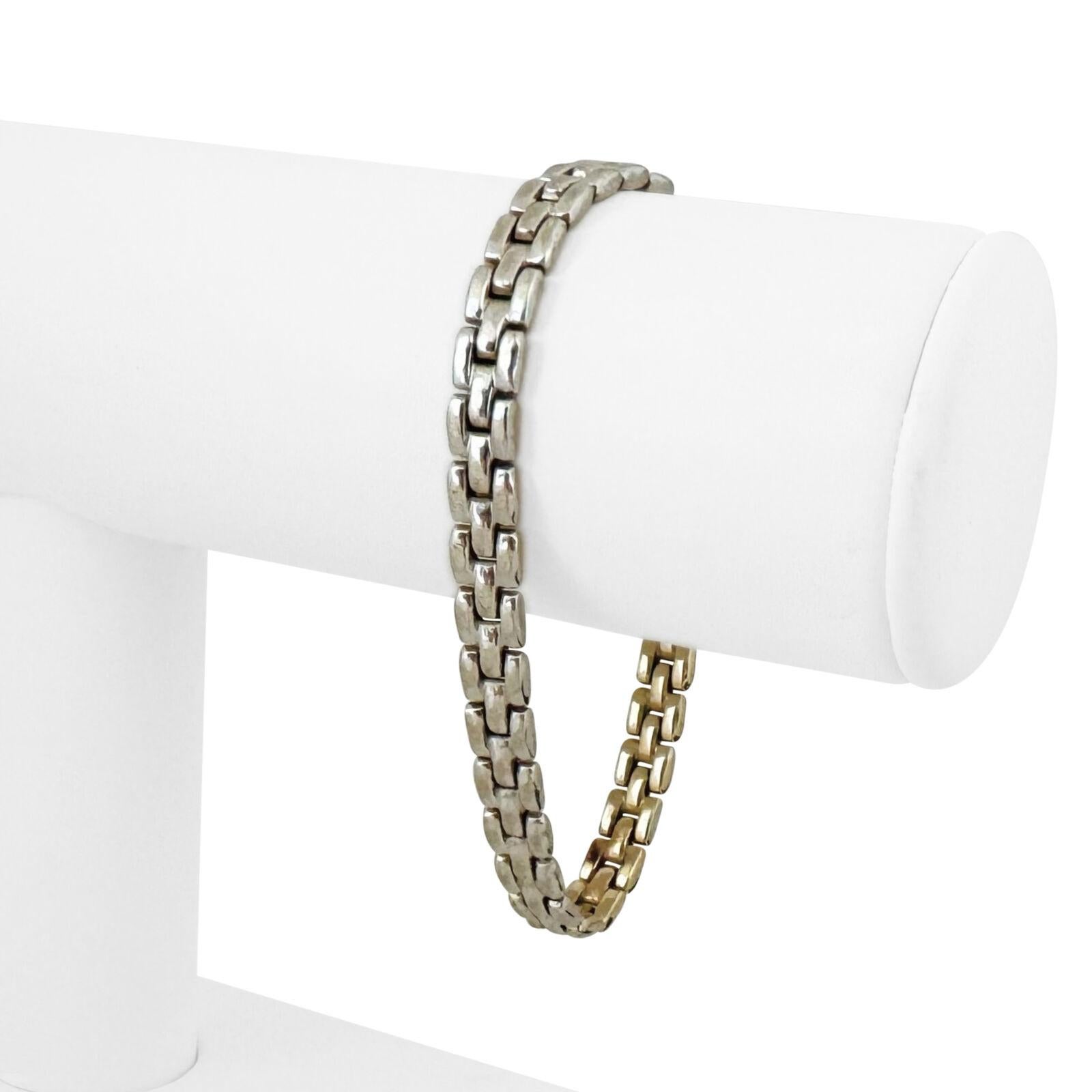 14k Gelb- und Weißgold 10g Reversible 6,5mm Panther Link Armband Italien 7,25