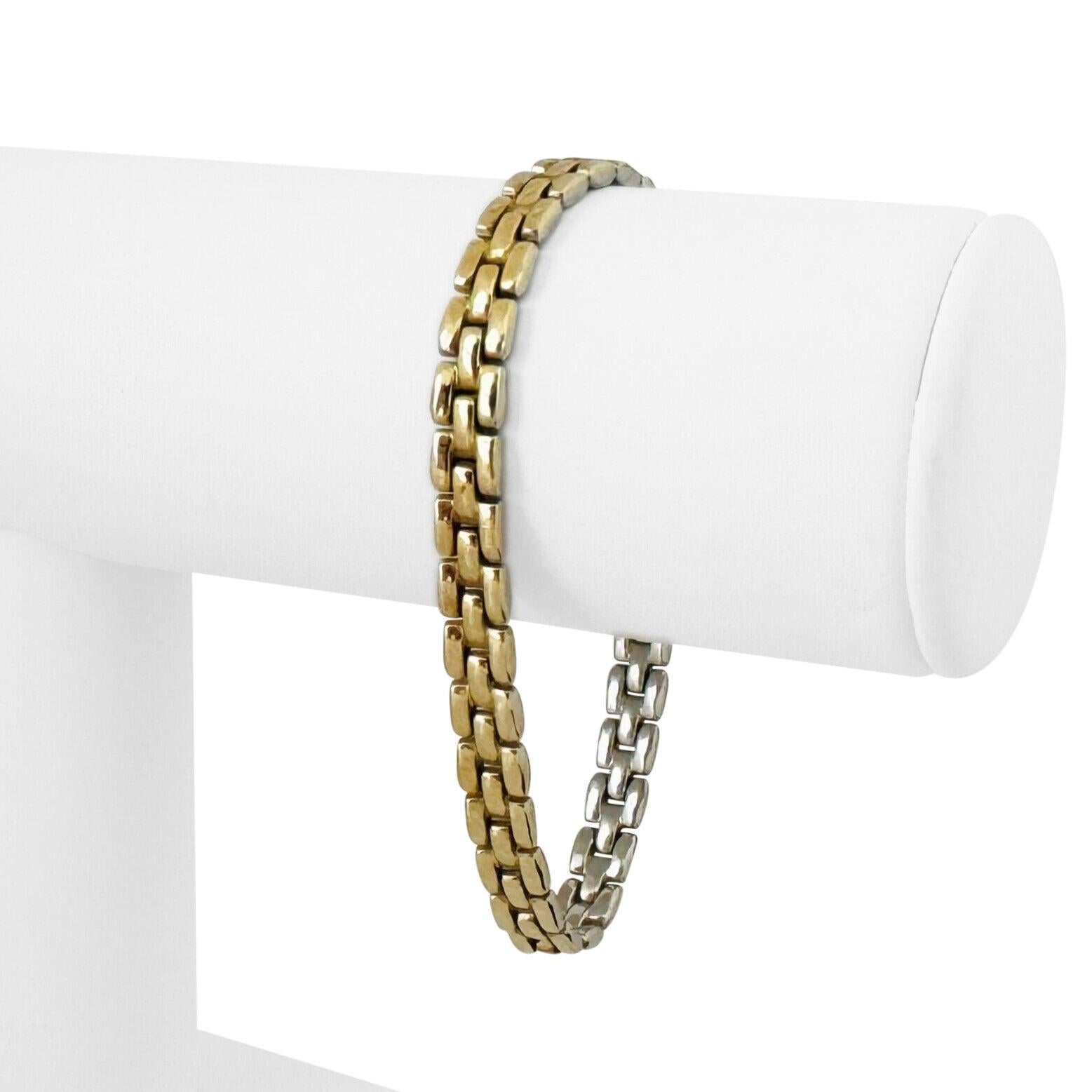 14 Karat Gelb- und Weißgold Reversible Panther Link Armband Italien 5