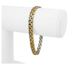 14 Karat Gelb- und Weißgold Reversible Panther Link Armband Italien