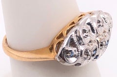 14 Karat Yellow and White Gold Ring with Diamond Multi Hearts