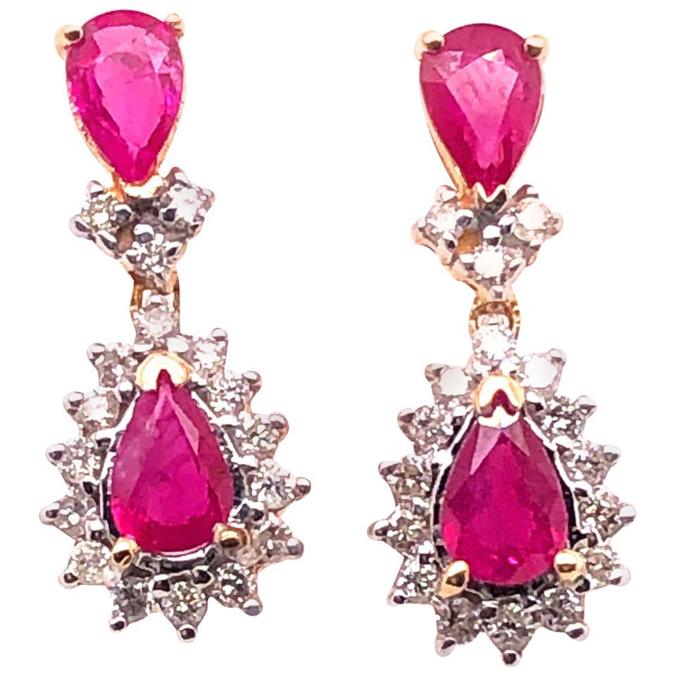 Antique Ruby Drop Earrings - 885 For Sale at 1stDibs | ruby drop ...