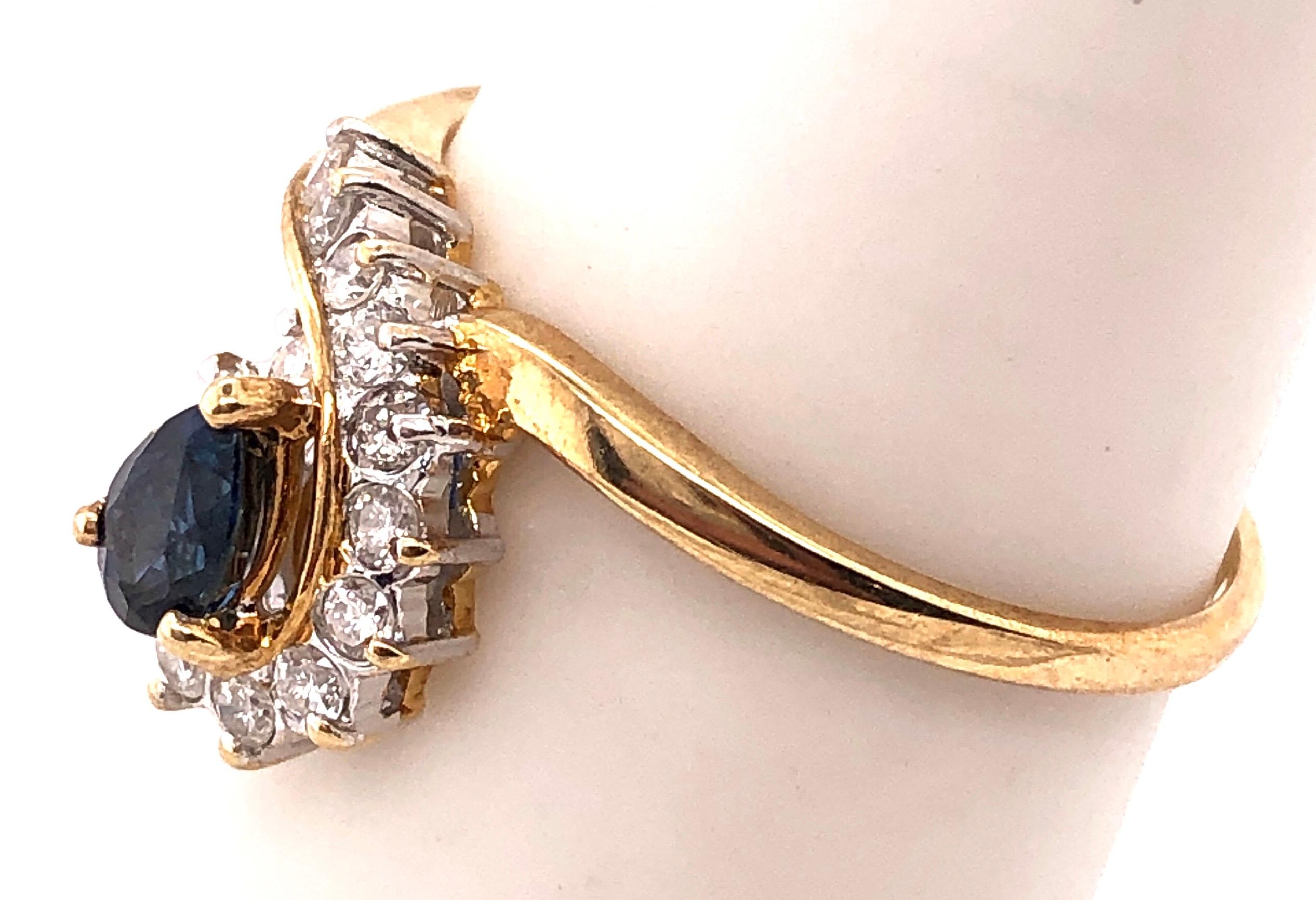 Taglio a goccia Anello aureola con zaffiro e diamante in oro giallo e bianco 14 carati 70,00 TDW in vendita