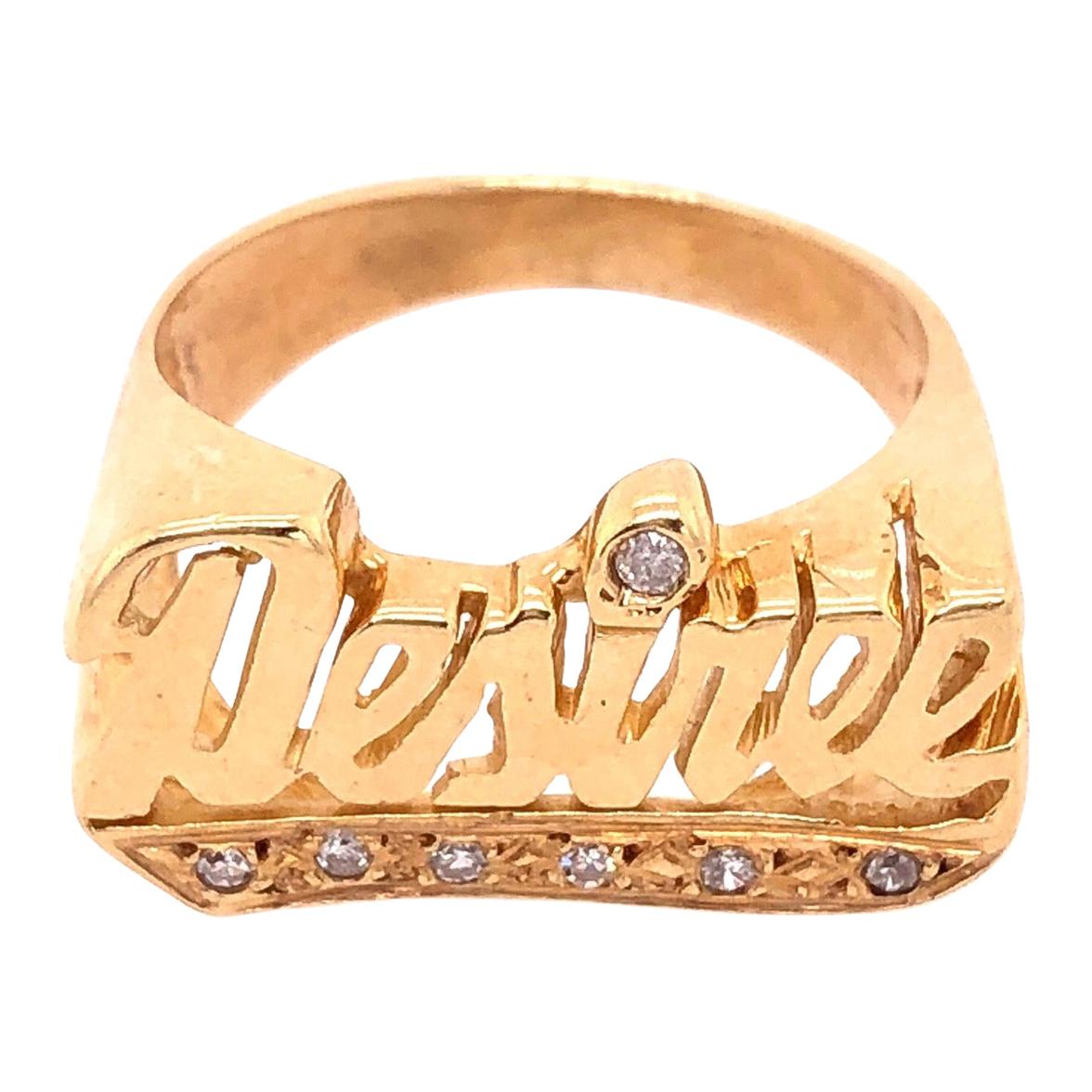 14 Karat Yellow and White Gold Signet Ring 'Desiree' with Diamonds For Sale