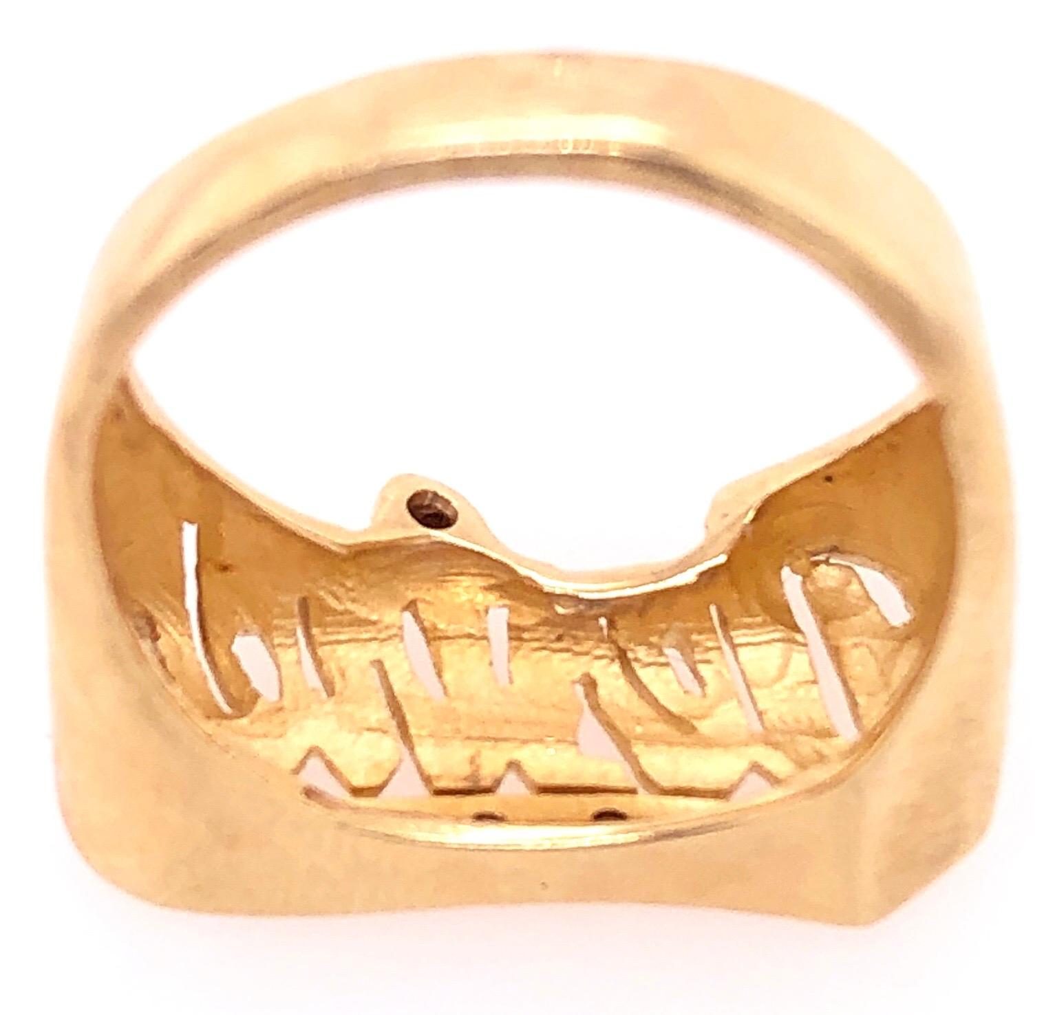 14 Karat Yellow and White Gold Signet Ring 'Desiree' with Diamonds In Good Condition For Sale In Stamford, CT