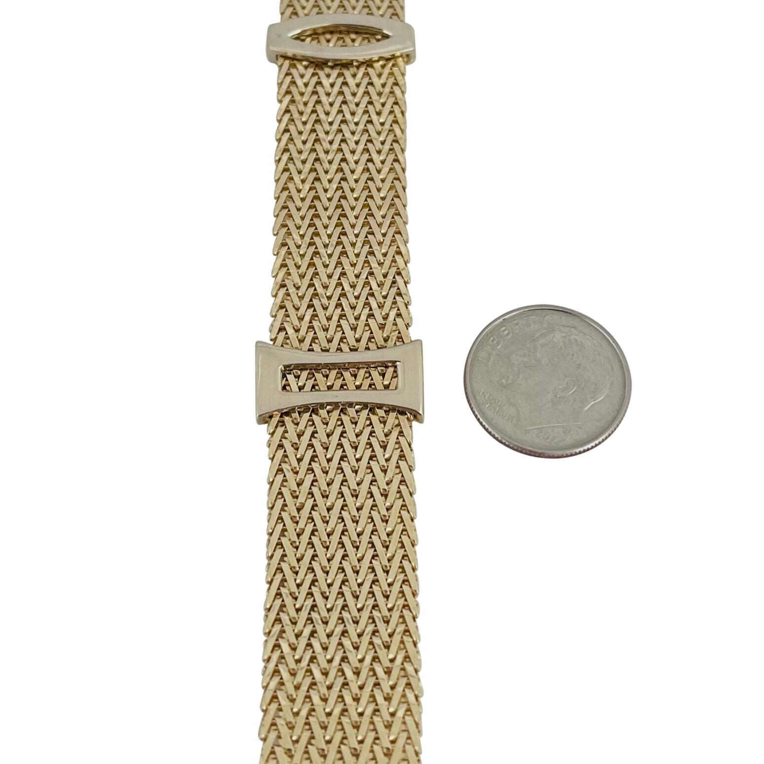 Women's 14 Karat Yellow and White Gold Solid Mesh Station Bracelet, Italy