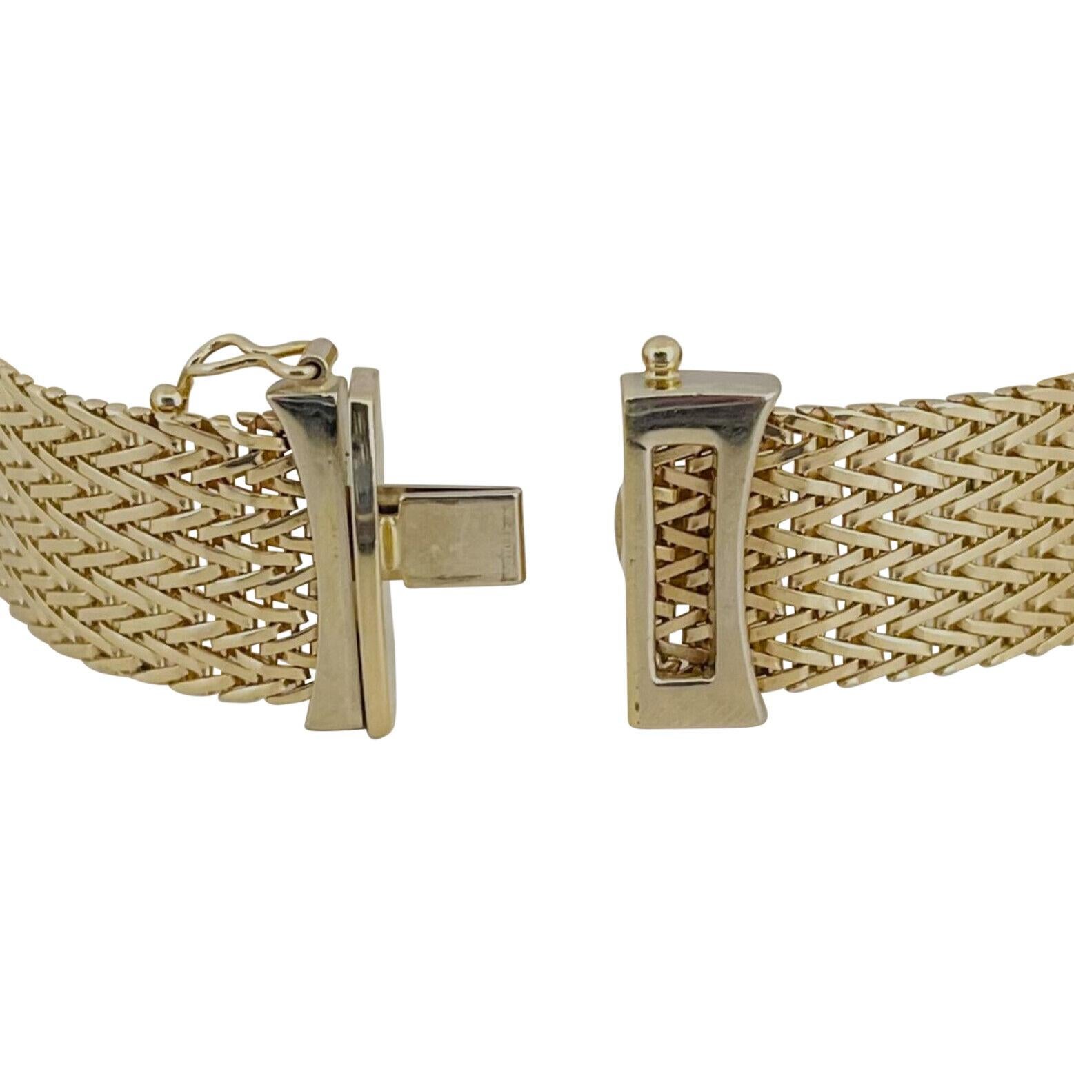 14 Karat Yellow and White Gold Solid Mesh Station Bracelet, Italy 1