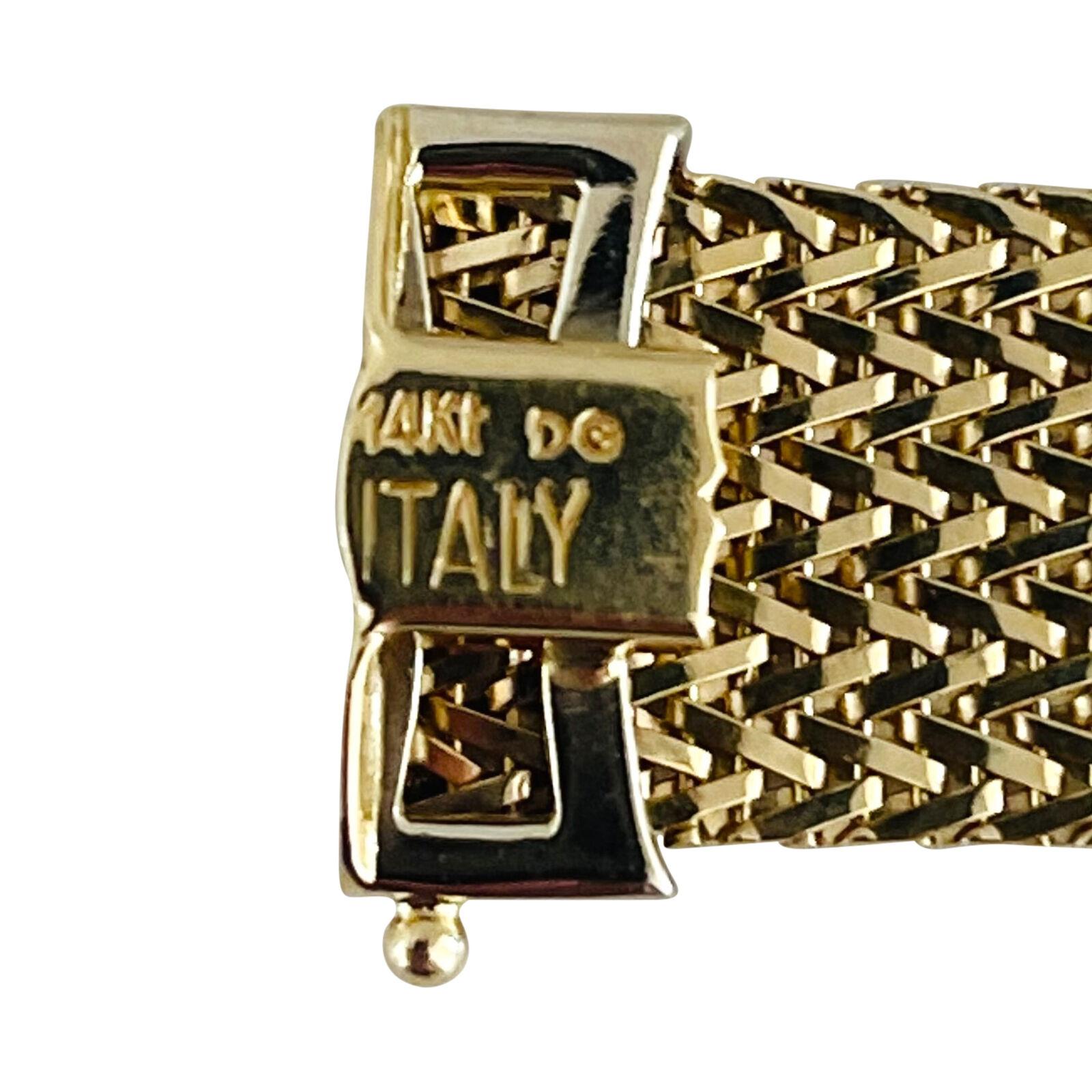 Station-Armband aus 14 Karat Gelb- und Weißgold mit massivem Mesh, Italien 2
