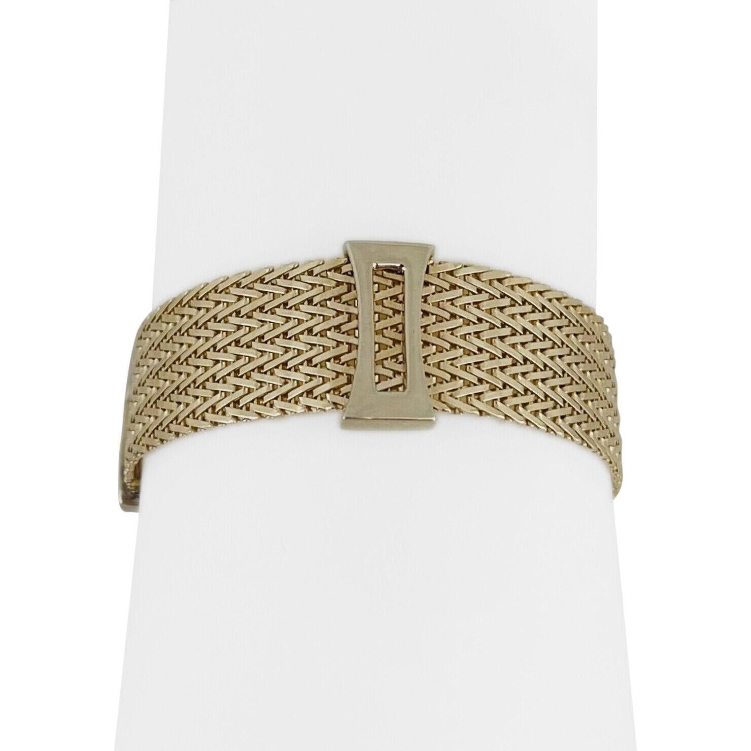 14 Karat Yellow and White Gold Solid Mesh Station Bracelet, Italy 3