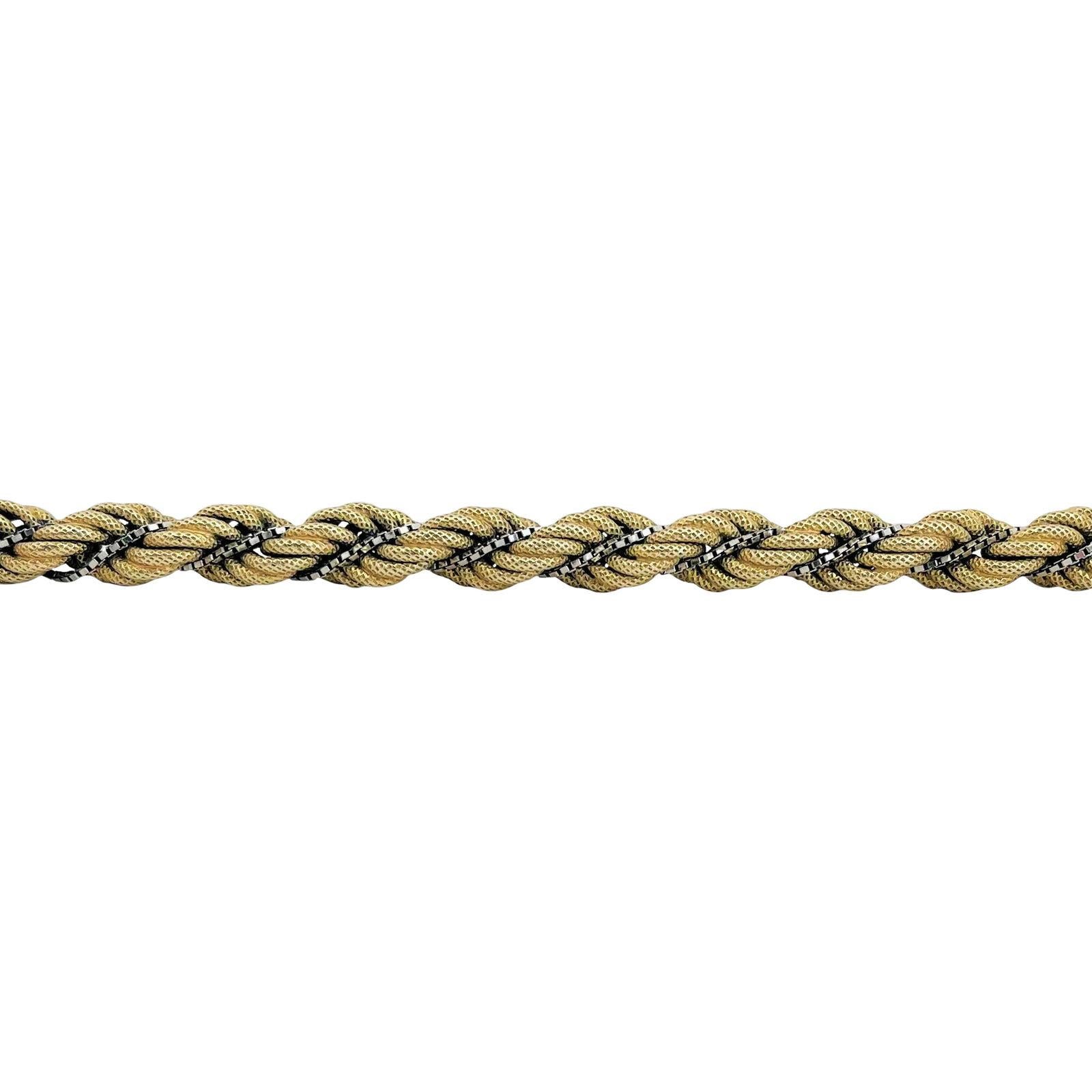 14 Karat Yellow and White Gold UnoAErre Rope Twist Bracelet Italy  In Good Condition In Guilford, CT