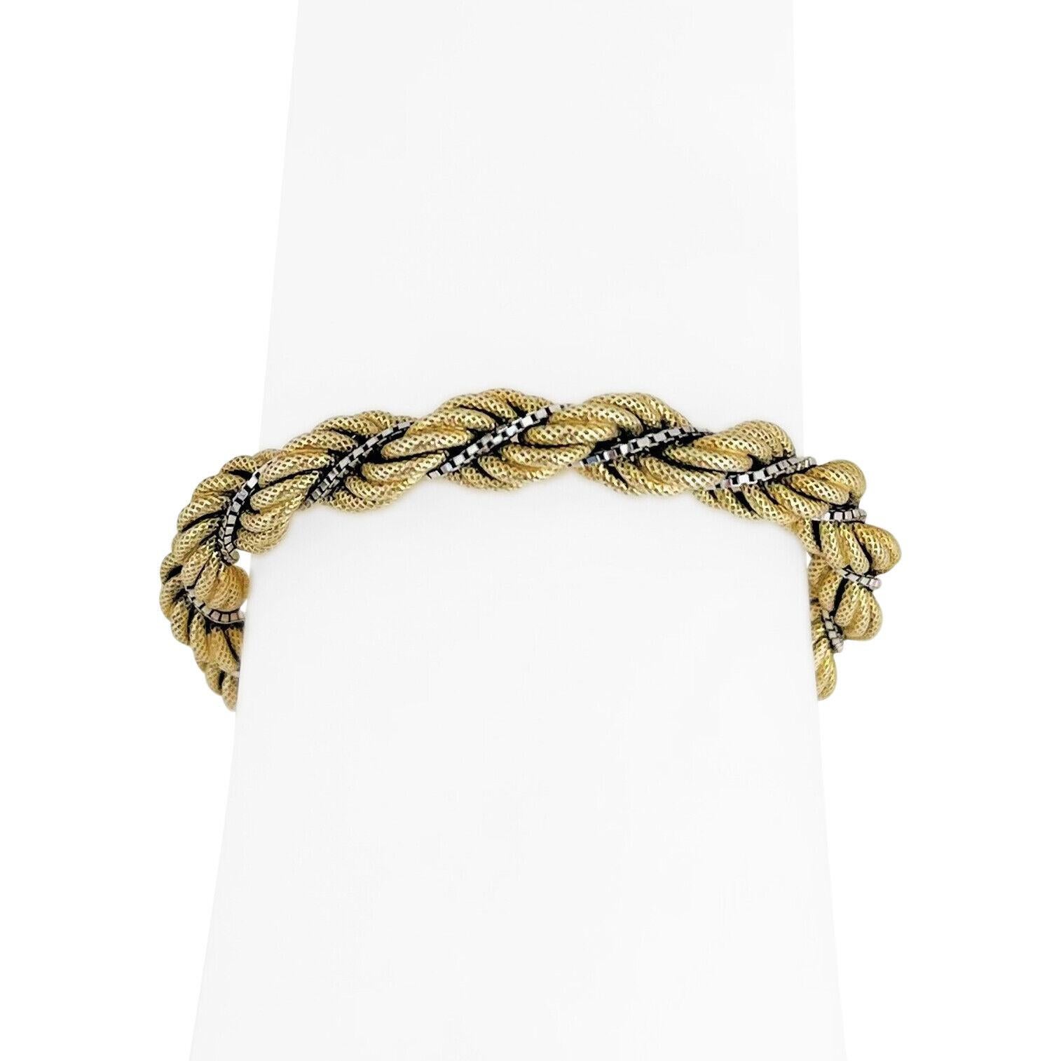 14 Karat Yellow and White Gold UnoAErre Rope Twist Bracelet Italy  4