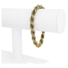 14 Karat Yellow and White Gold UnoAErre Rope Twist Bracelet Italy 